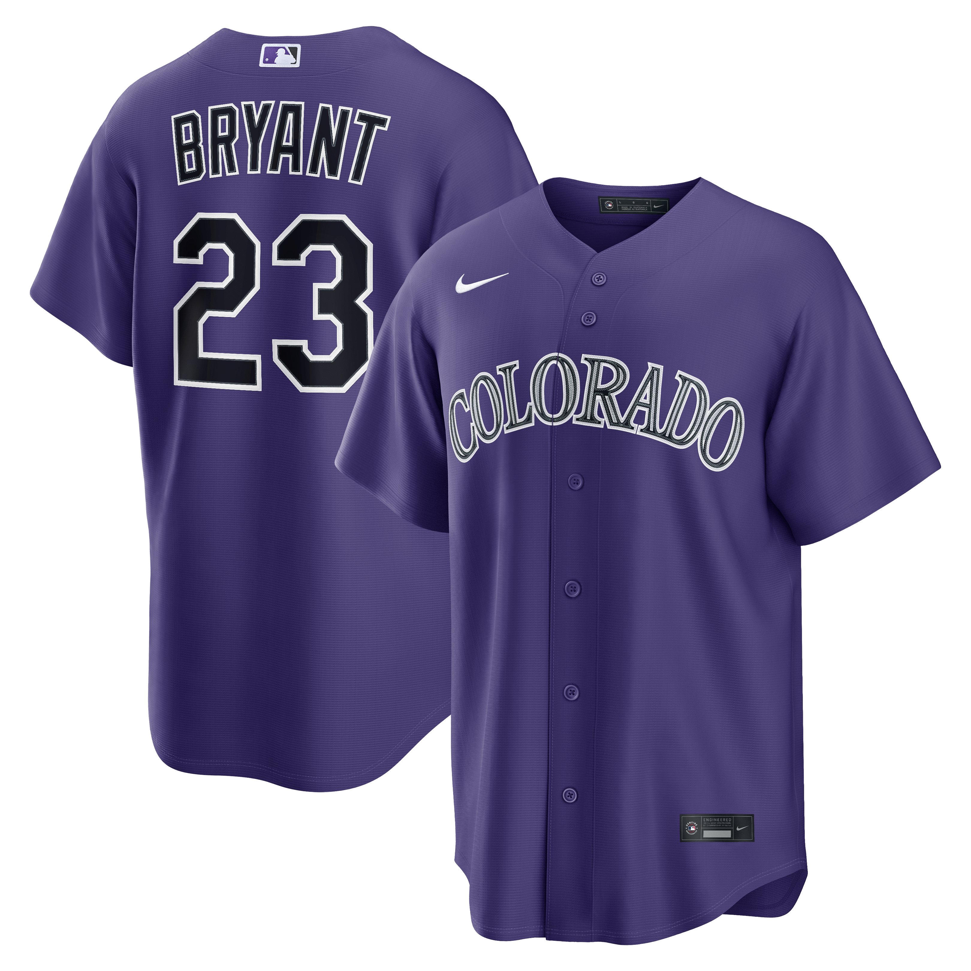 Men's Colorado Rockies Kris Bryant Nike Purple Alternate Replica Jersey - 2
