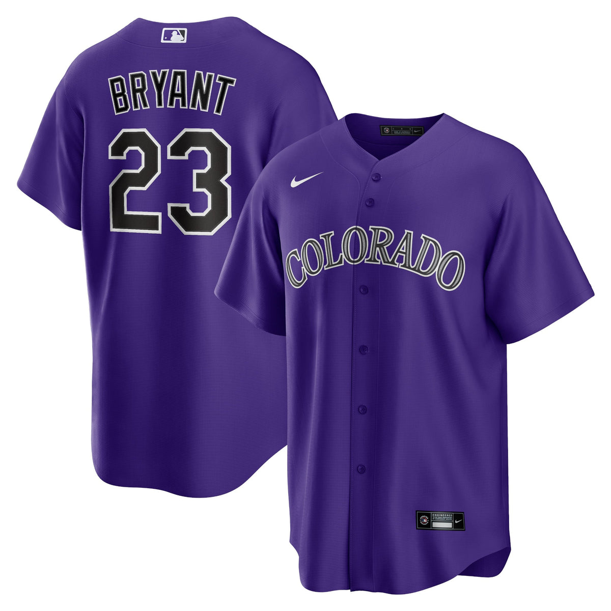 Men's Colorado Rockies Kris Bryant Nike Purple Alternate Replica Player Jersey - 2