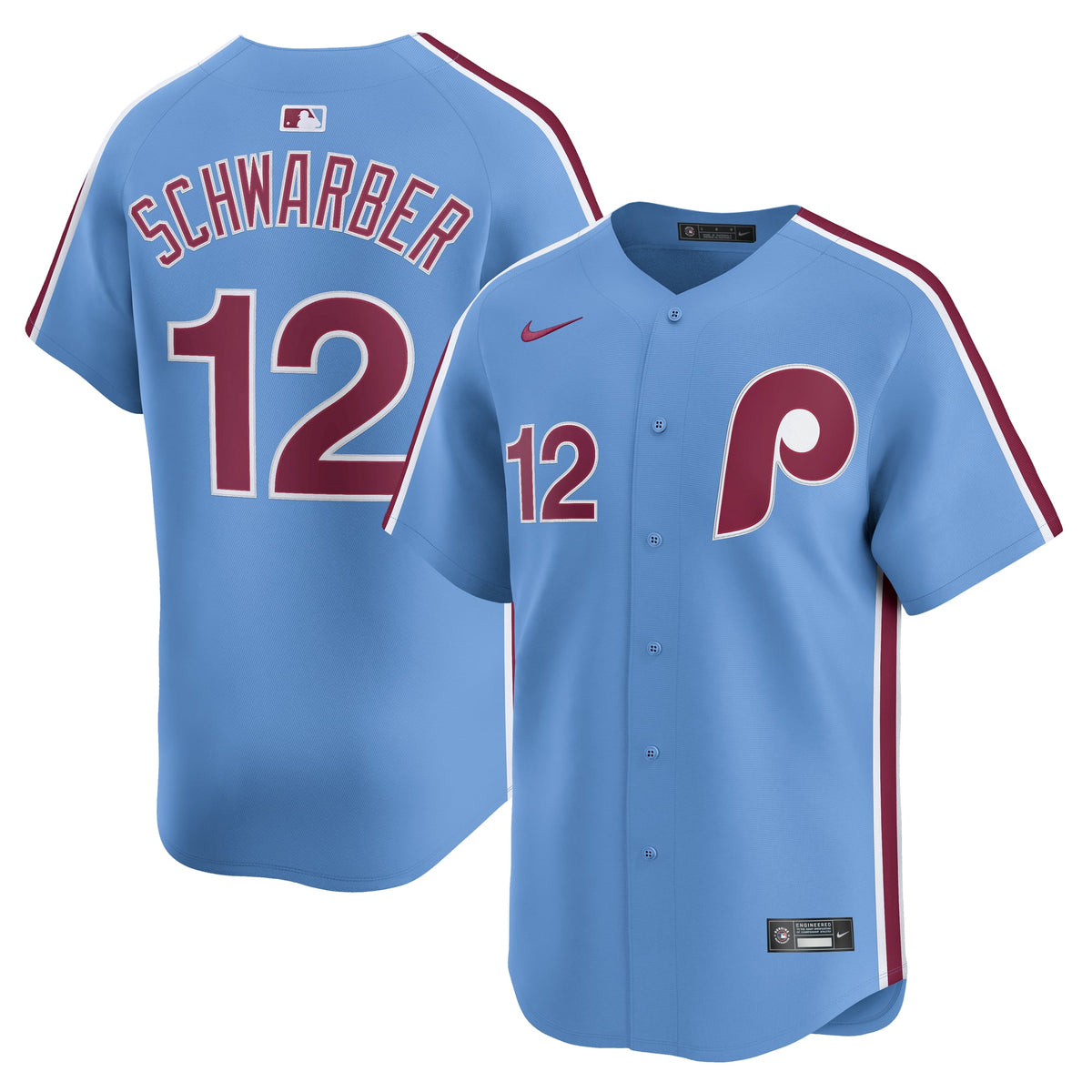 Men's Philadelphia Phillies Kyle Schwarber Nike Light Blue Alternate Limited Jersey - 2