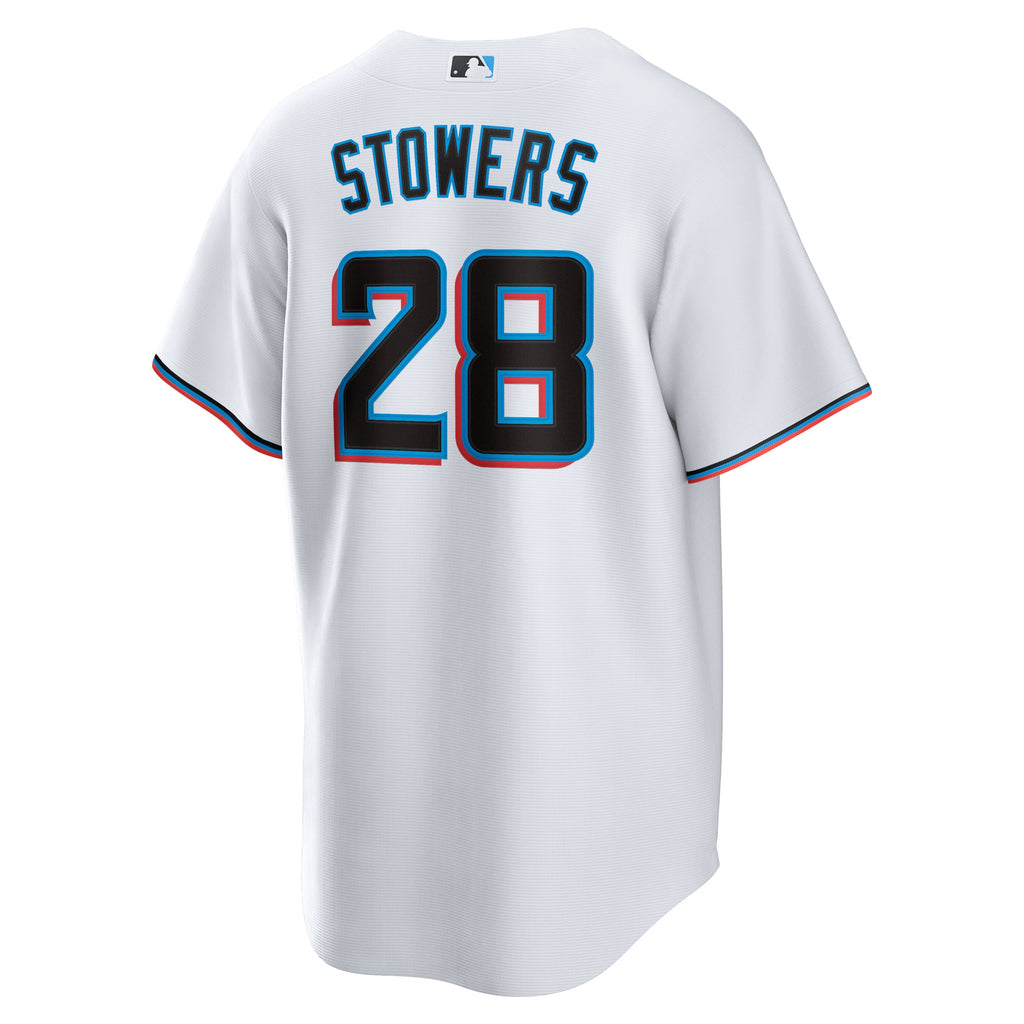 Men's Miami Marlins Kyle Stowers Nike White Home Replica Jersey - 4