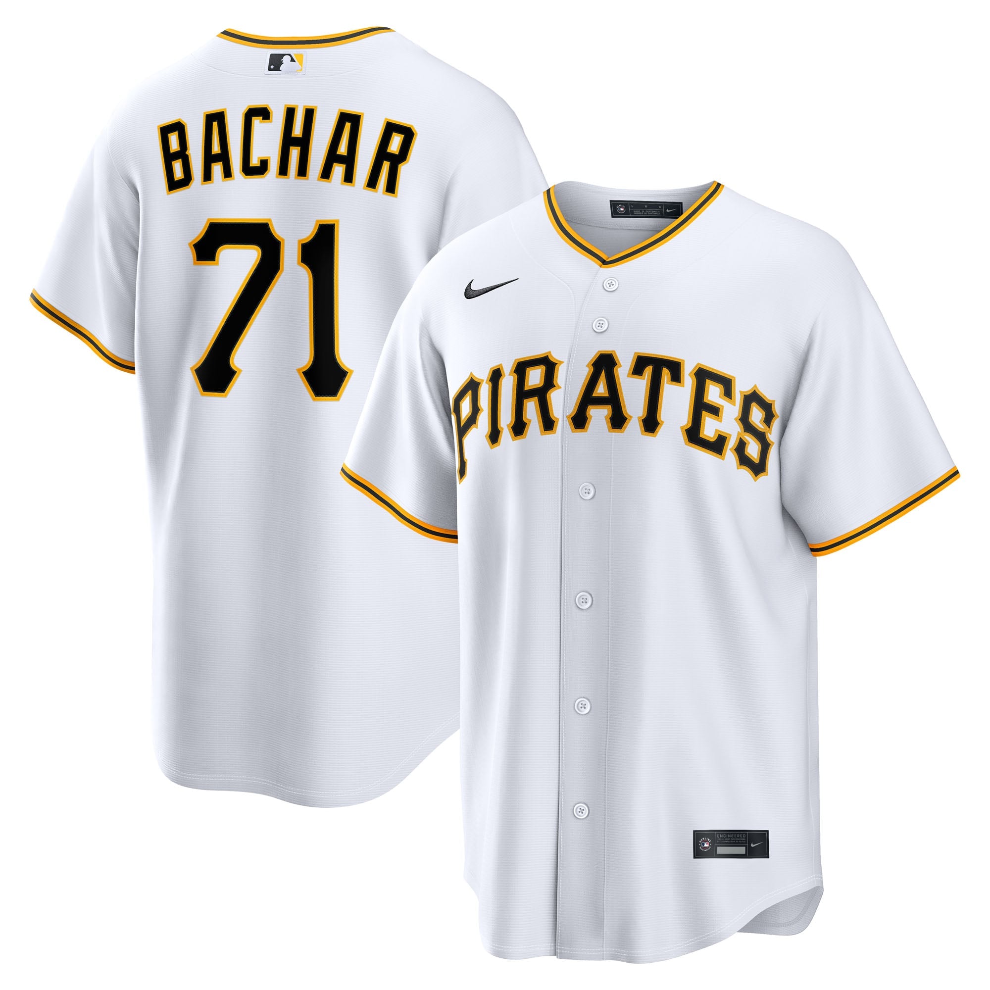 Men's Pittsburgh Pirates Lake Bachar Nike White Home Replica Jersey