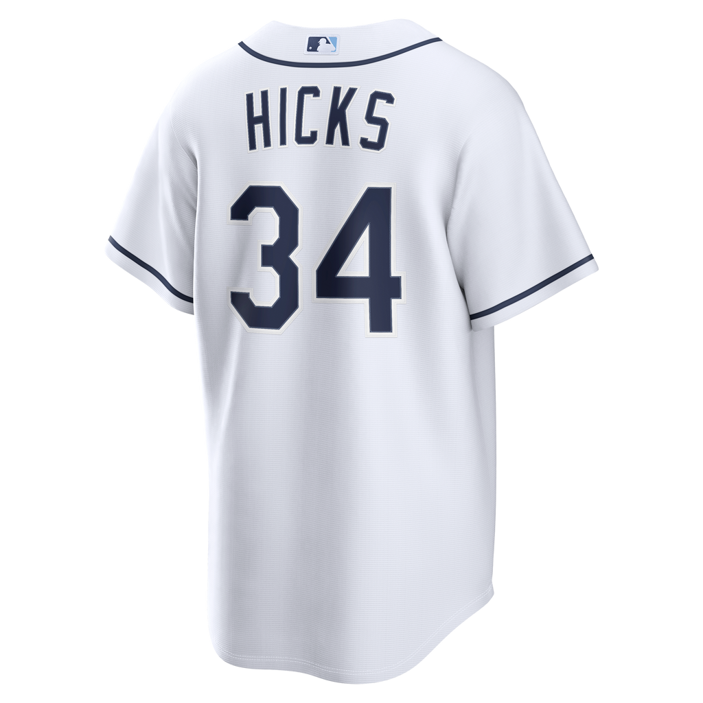 Men's Tampa Bay Rays Liam Hicks Nike White Home Replica Jersey - 4