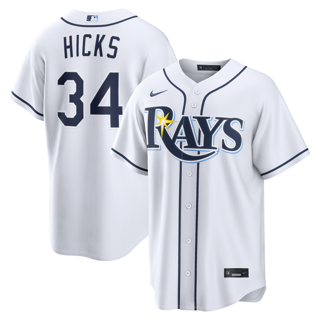 Men's Tampa Bay Rays Liam Hicks Nike White Home Replica Jersey