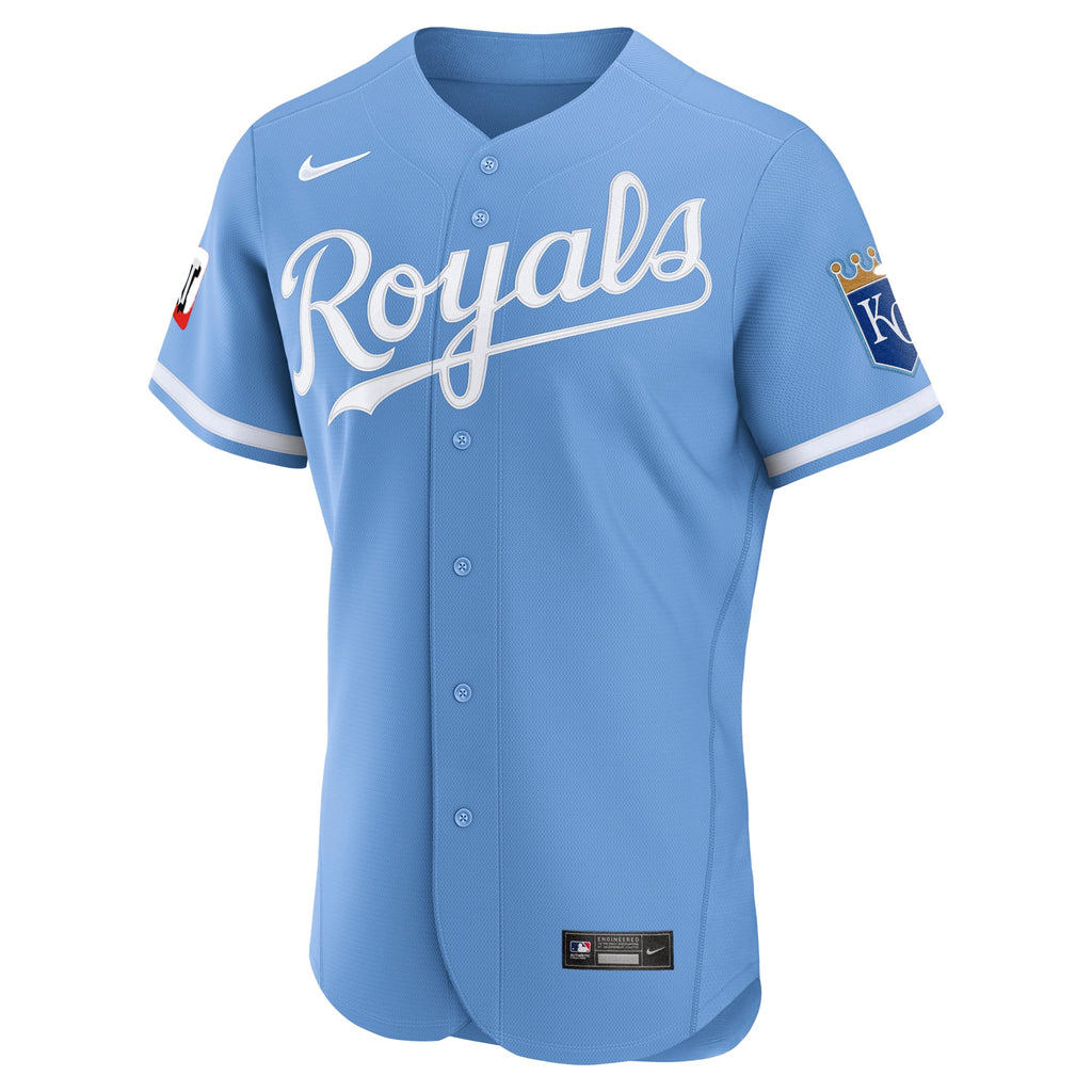 Men's Kansas City Royals Nike Light Blue Alternate Sponsor Patch Authentic Jersey - 3