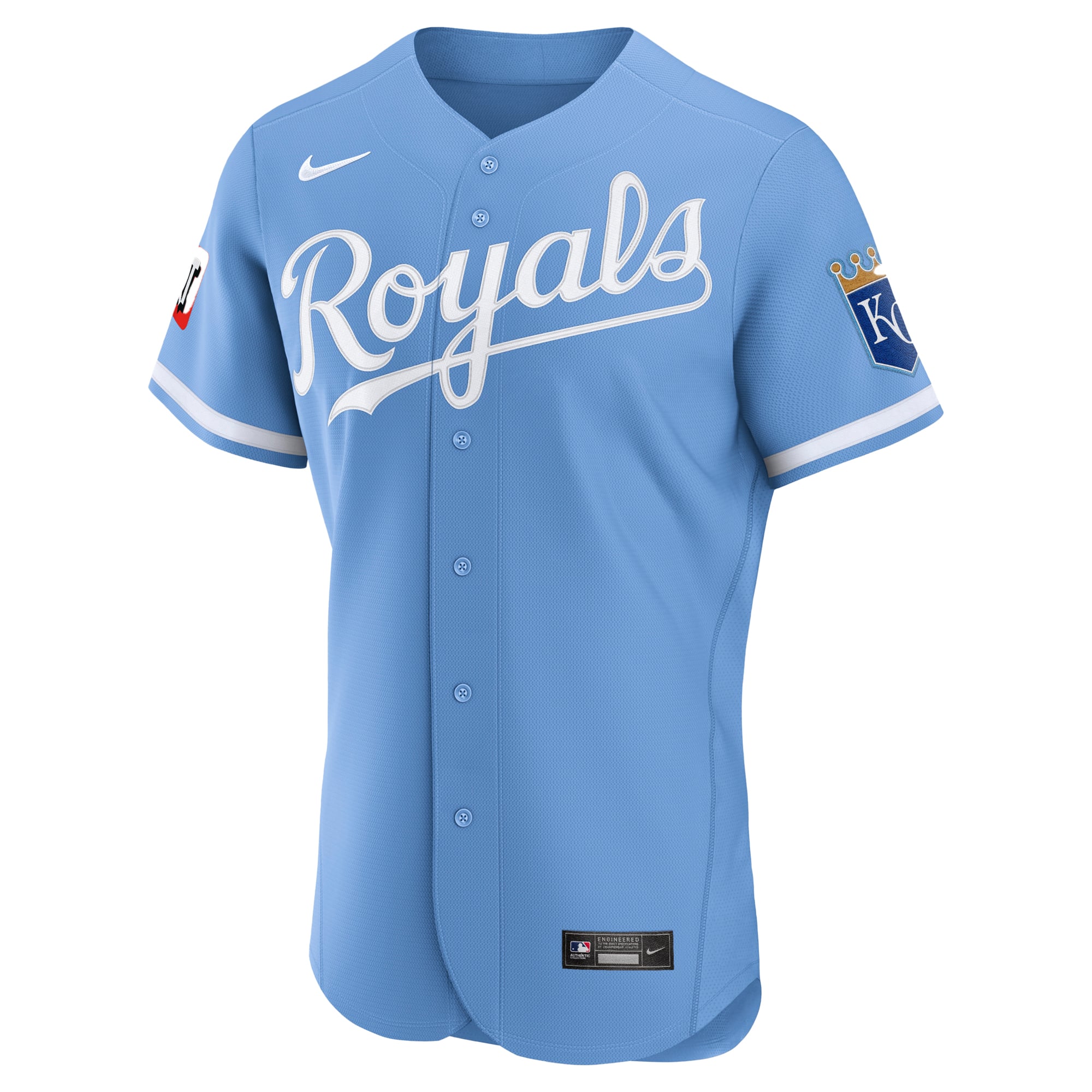 Men's Kansas City Royals Nike Light Blue Alternate Sponsor Patch Authentic Jersey - 3