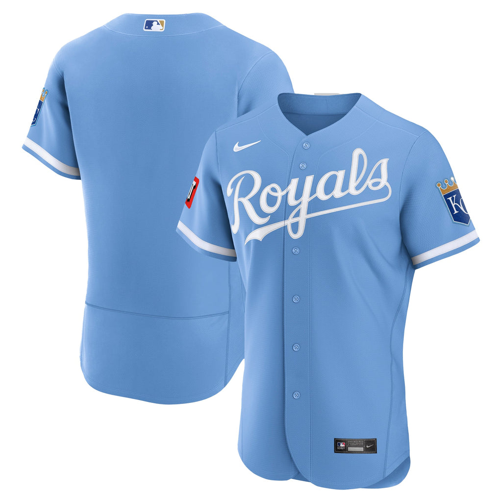 Men's Kansas City Royals Nike Light Blue Alternate Sponsor Patch Authentic Jersey