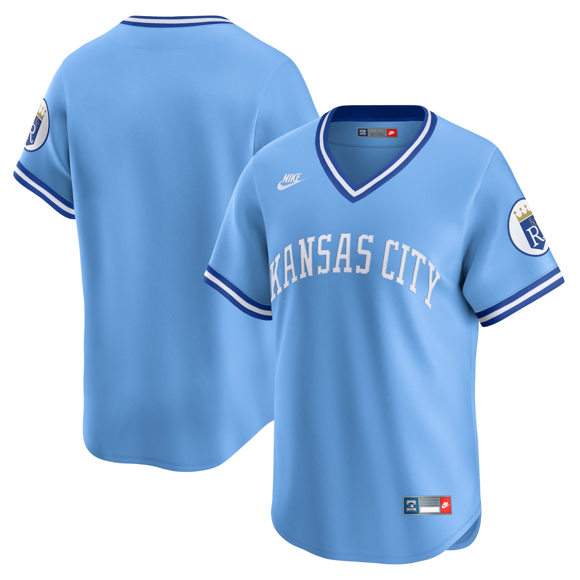 Men's Kansas City Royals Nike Light Blue Cooperstown Collection Limited Jersey - 2