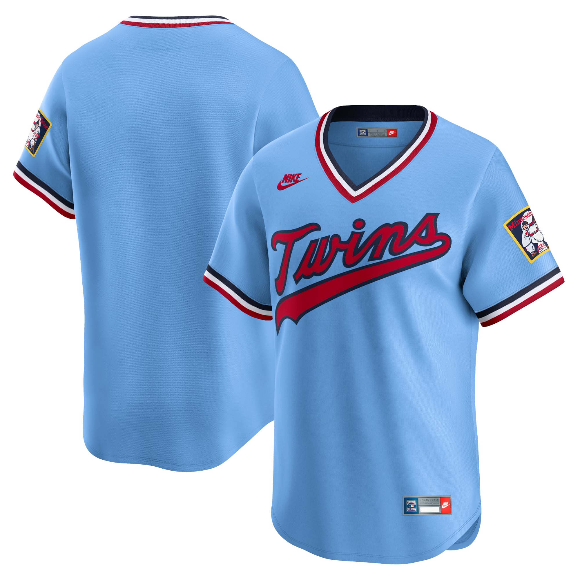 Men's Minnesota Twins Nike Light Blue Cooperstown Collection Limited Jersey - 2