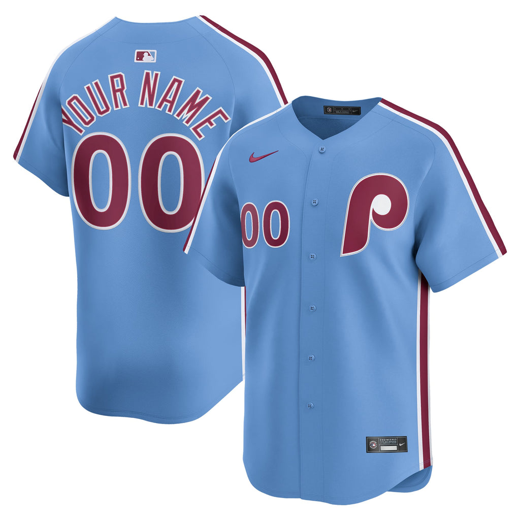 Men's Philadelphia Phillies Nike Light Blue Alternate Limited Custom Jersey - 2