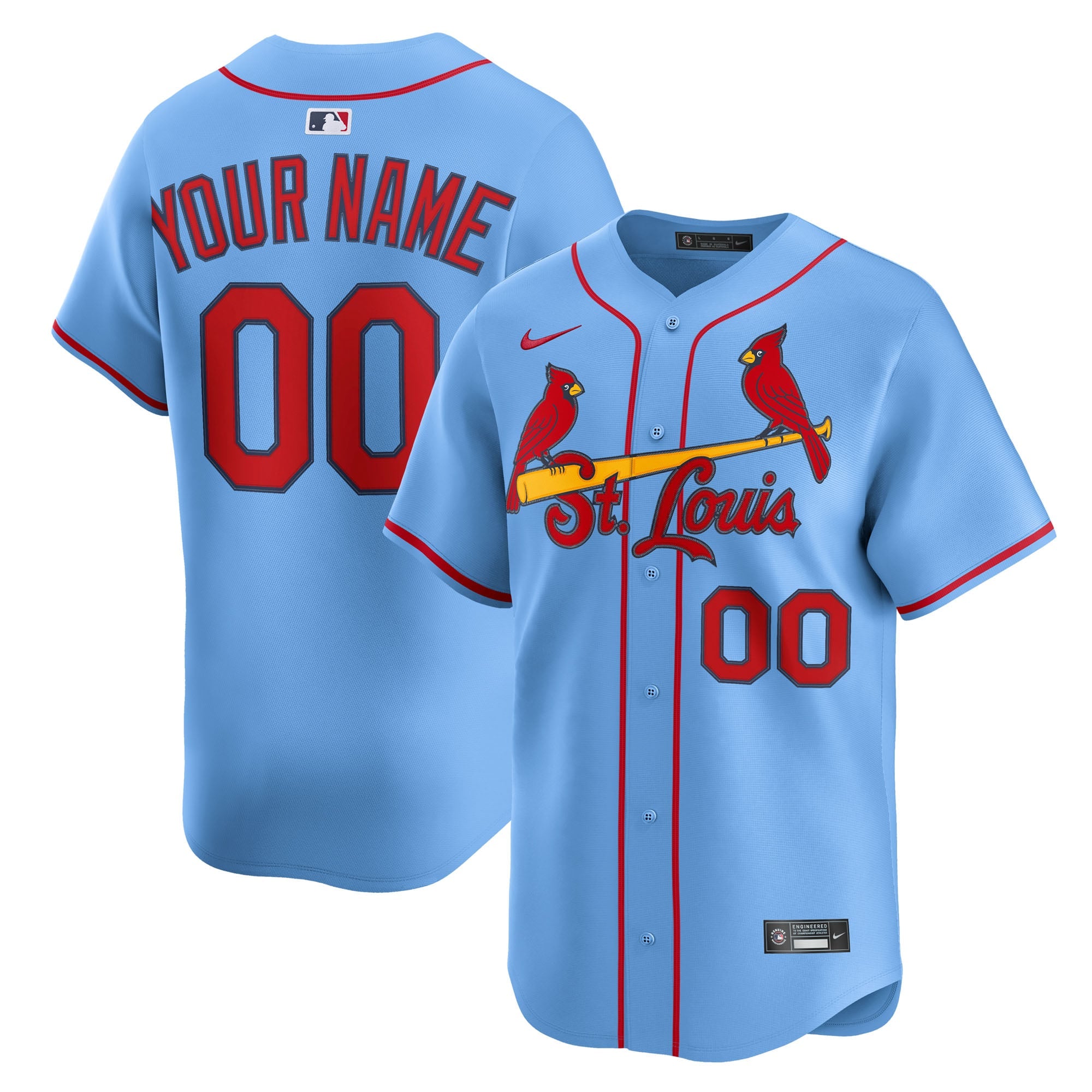 Men's St. Louis Cardinals Nike Light Blue Alternate Limited Custom Jersey - 2