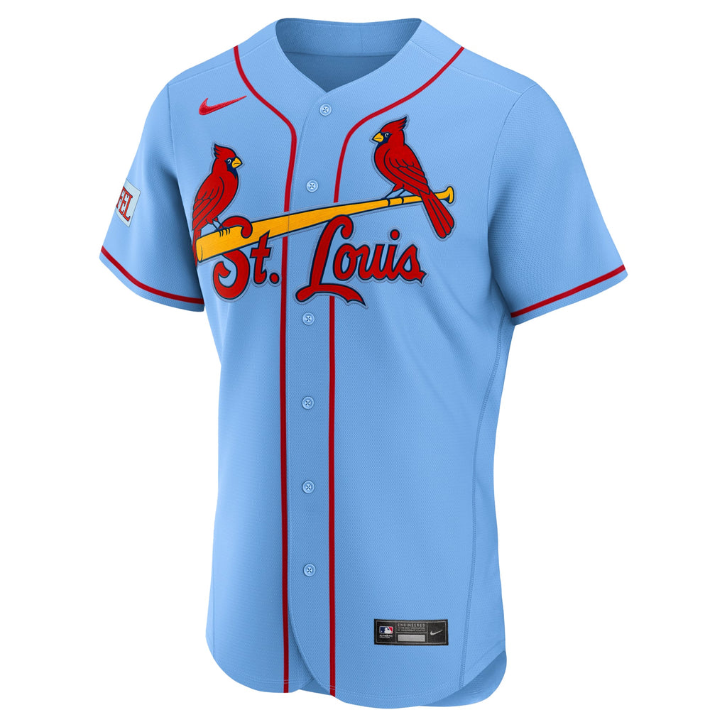 Men's St. Louis Cardinals Nike Light Blue Alternate Sponsor Patch Authentic Jersey - 3
