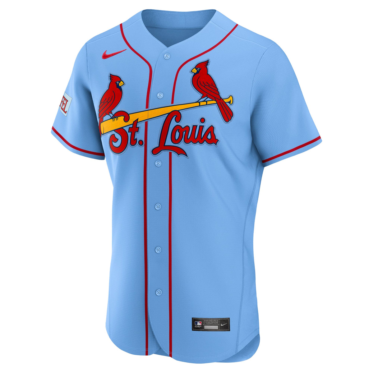 Men's St. Louis Cardinals Nike Light Blue Alternate Sponsor Patch Authentic Jersey - 3