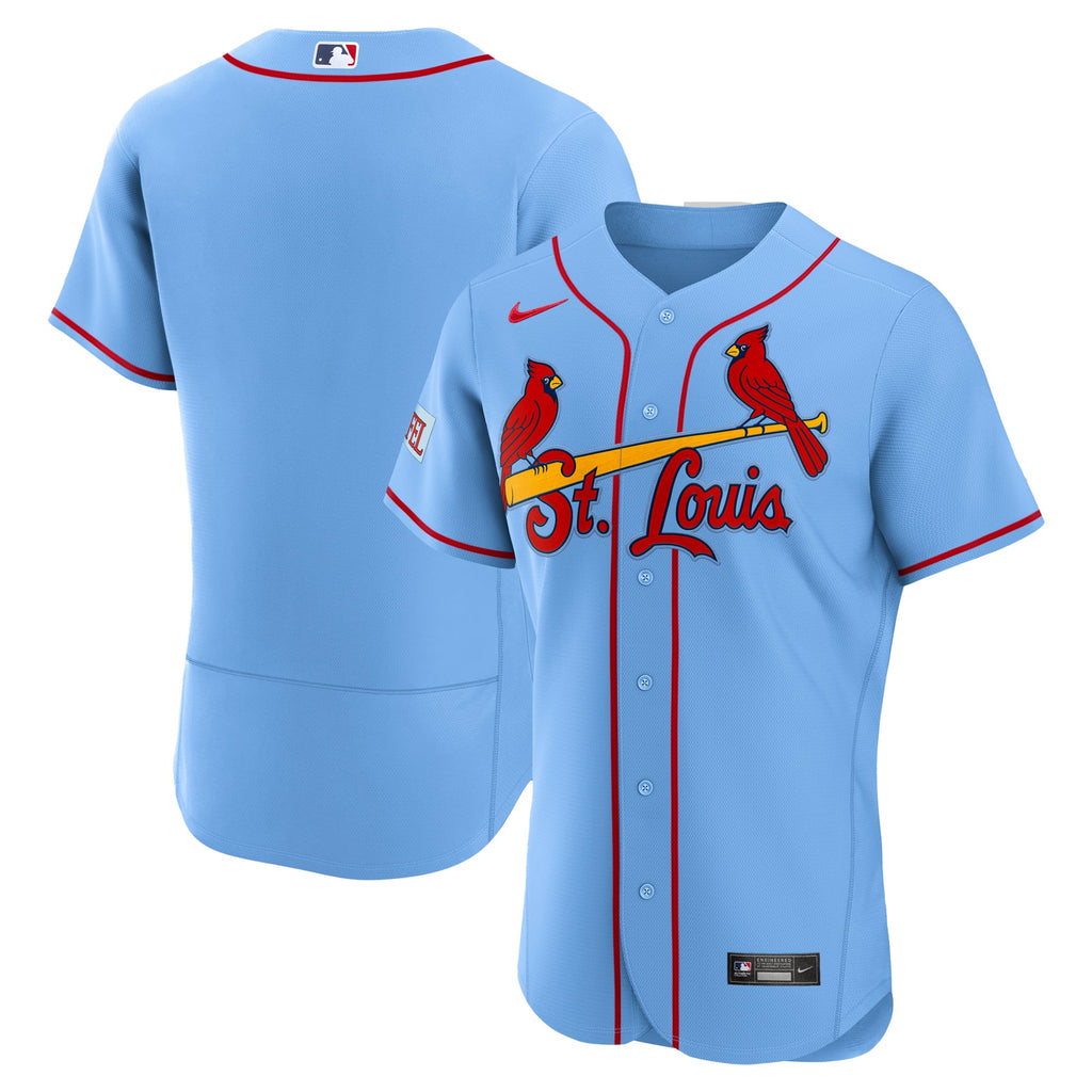 Men's St. Louis Cardinals Nike Light Blue Alternate Sponsor Patch Authentic Jersey