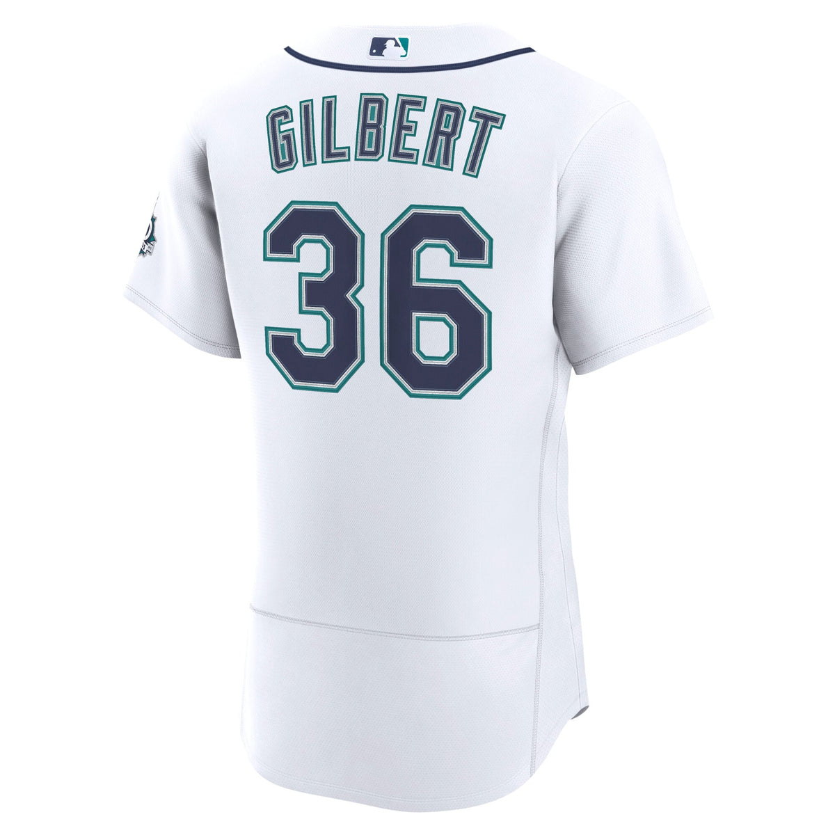 Men's Seattle Mariners Logan Gilbert Nike White Home 50th Season Authentic Jersey - 4