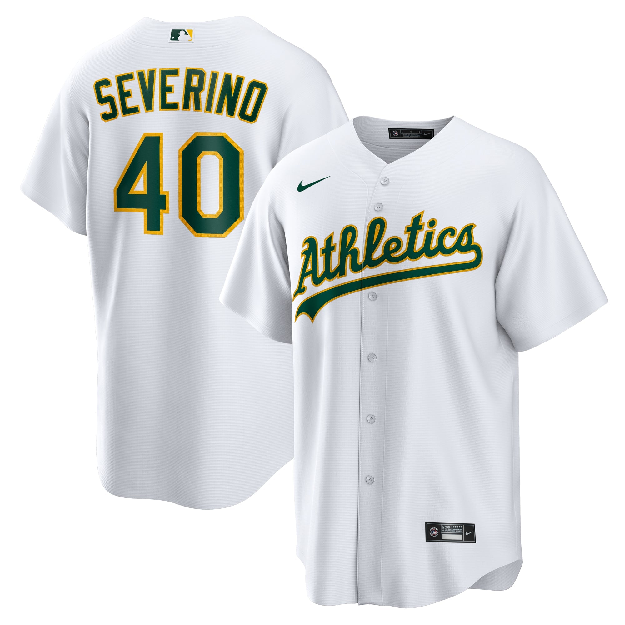 Men's Athletics Luis Severino Nike White Home Replica Jersey - 2