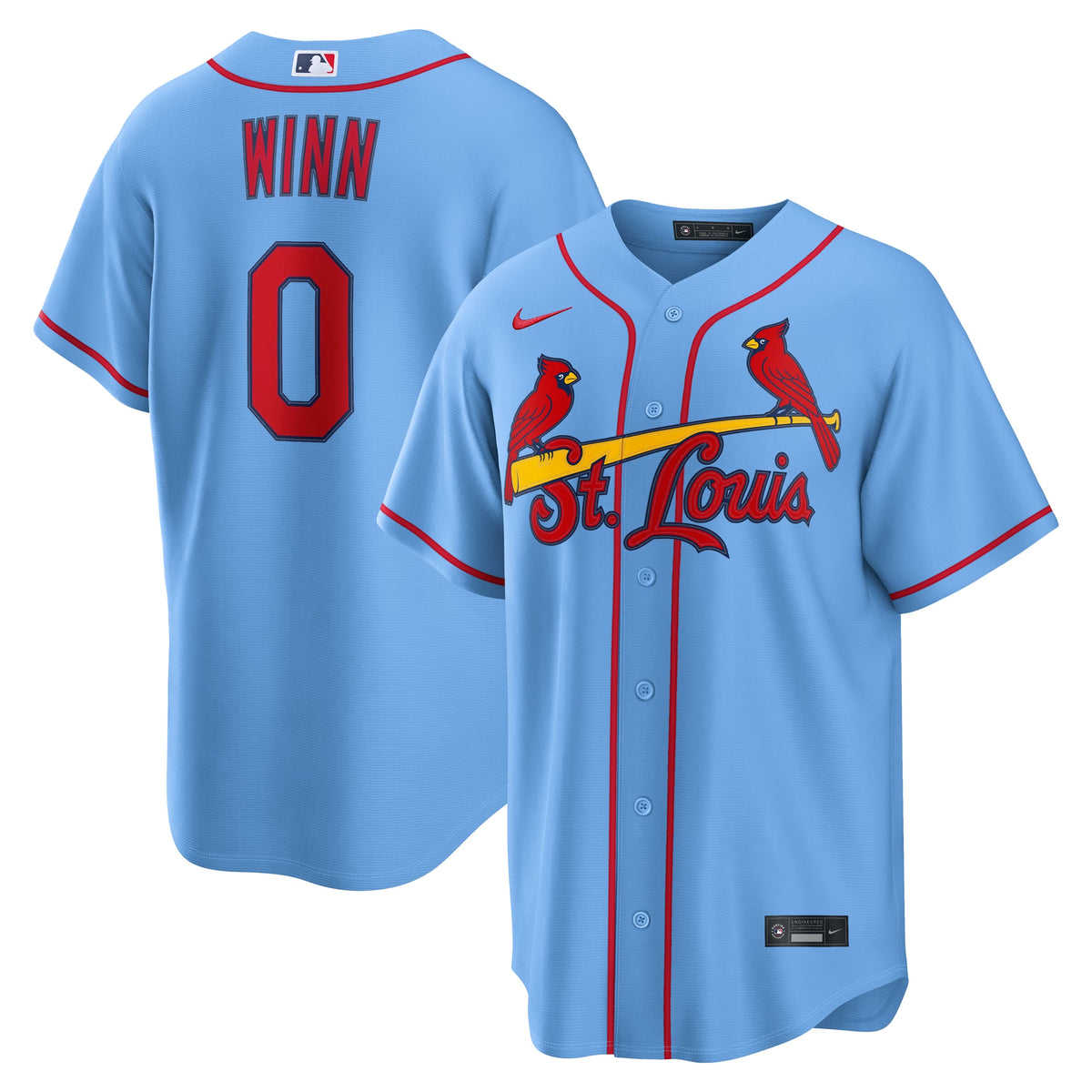 Men's St. Louis Cardinals Masyn Winn Nike Light Blue Alternate Replica Jersey - 2