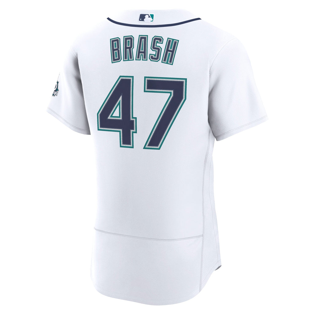 Men's Seattle Mariners Matt Brash Nike White Home 50th Season Authentic Jersey - 4