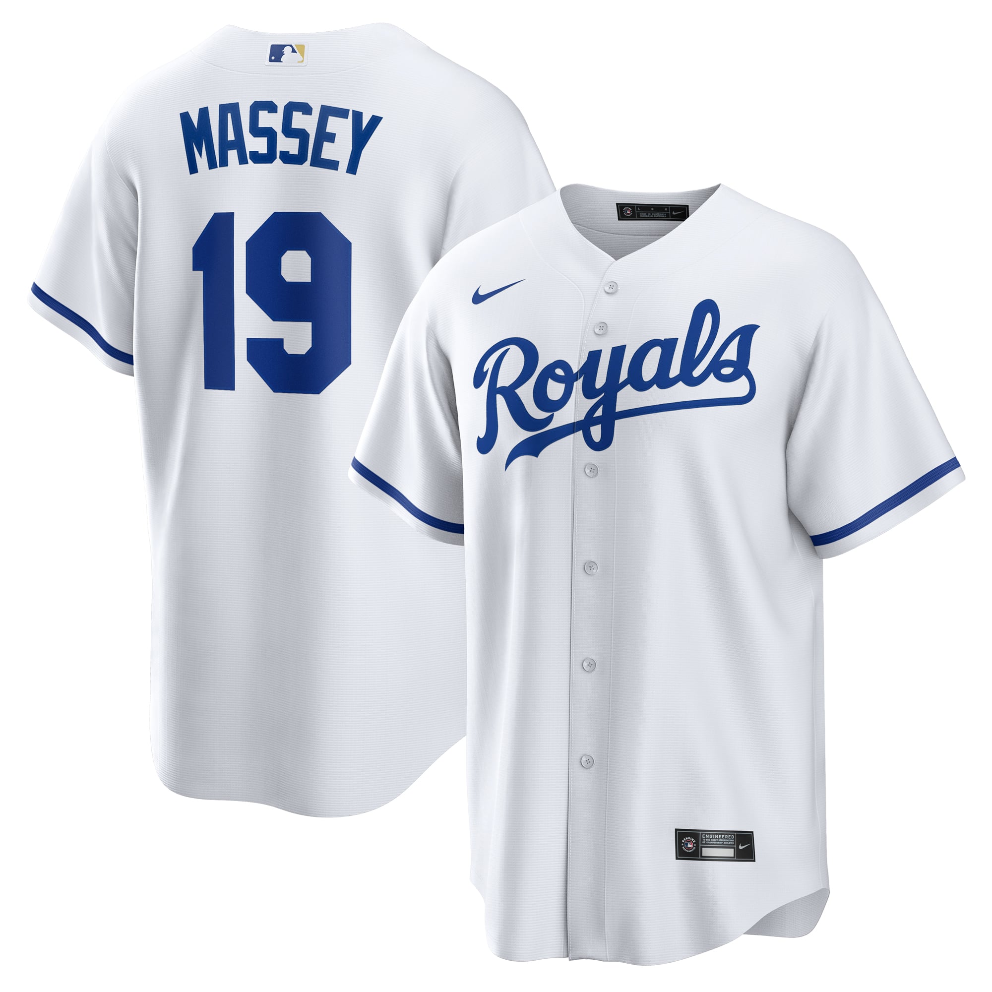 Men's Kansas City Royals Michael Massey Nike White Home Replica Jersey - 2