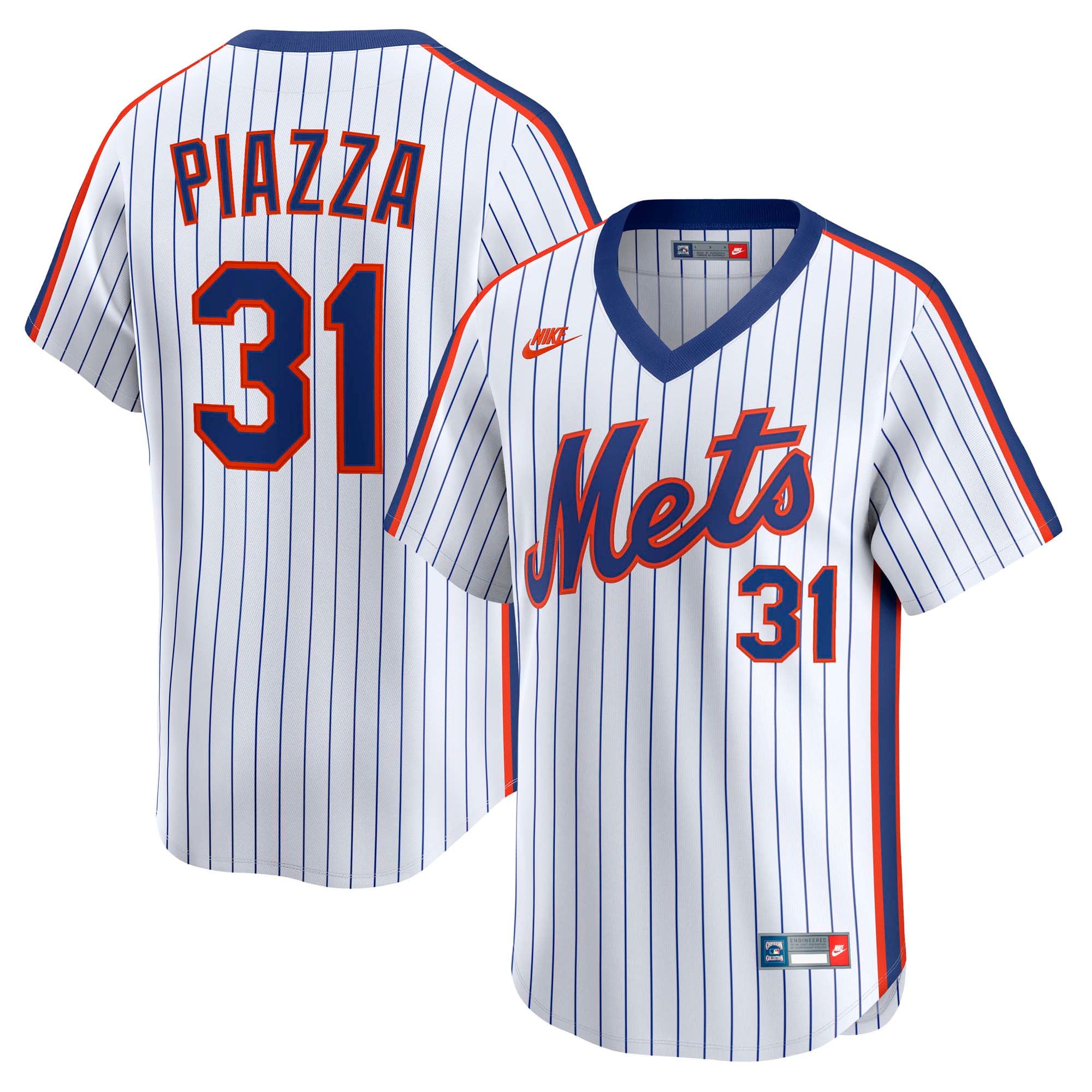 Men's New York Mets Mike Piazza Nike White Throwback Cooperstown Collection Limited Jersey - 2