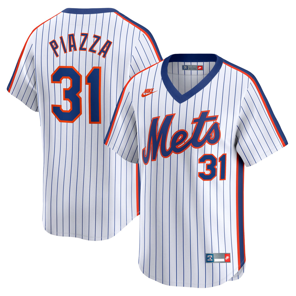Men's New York Mets Mike Piazza Nike White Throwback Cooperstown Limited Jersey - 2