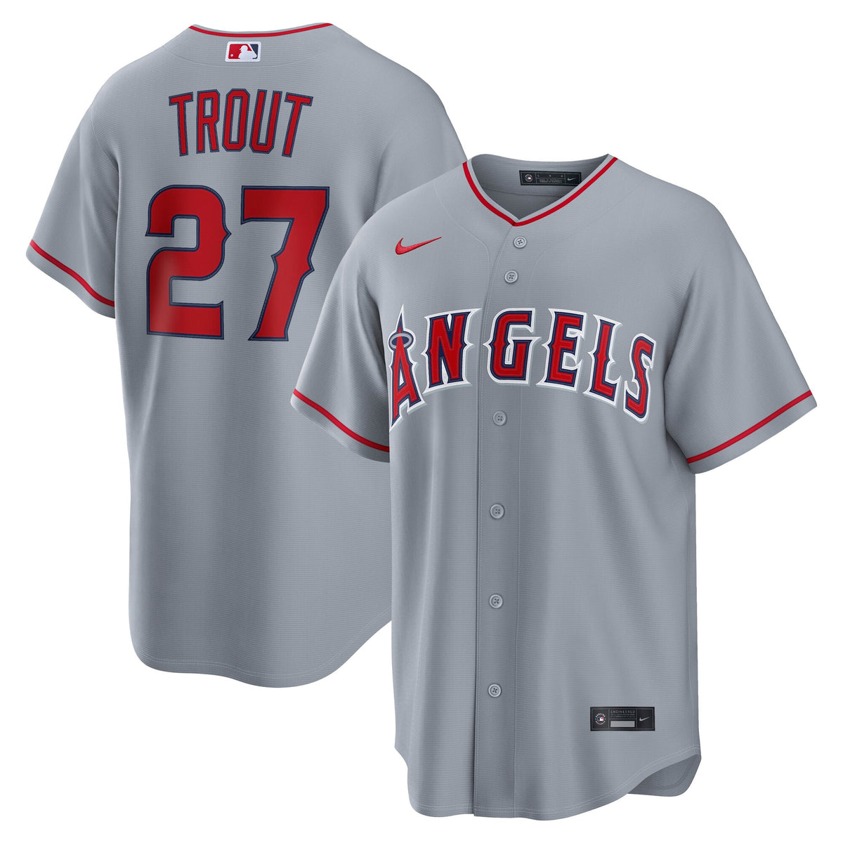 Men's Los Angeles Angels Mike Trout Nike Gray Road Replica Jersey