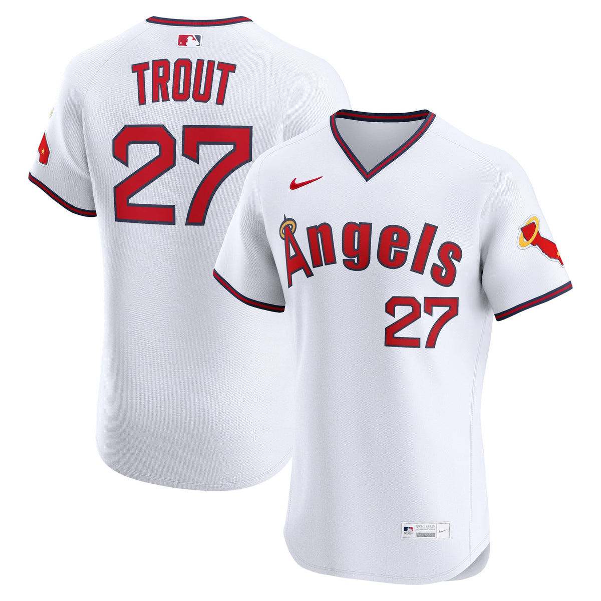 Men's Los Angeles Angels Mike Trout Nike White Alternate 2 Elite Jersey