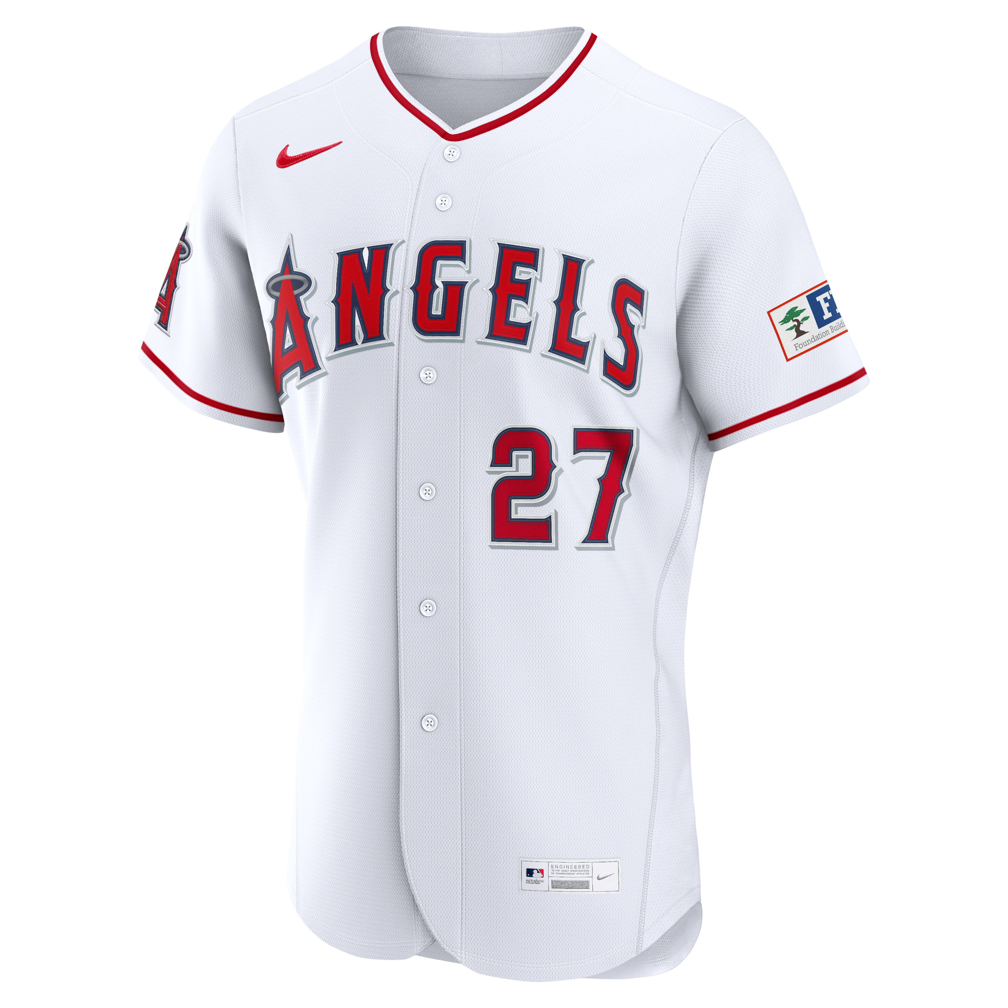 Men's Los Angeles Angels Mike Trout Nike White Home Authentic Sponsor Patch Jersey - 3
