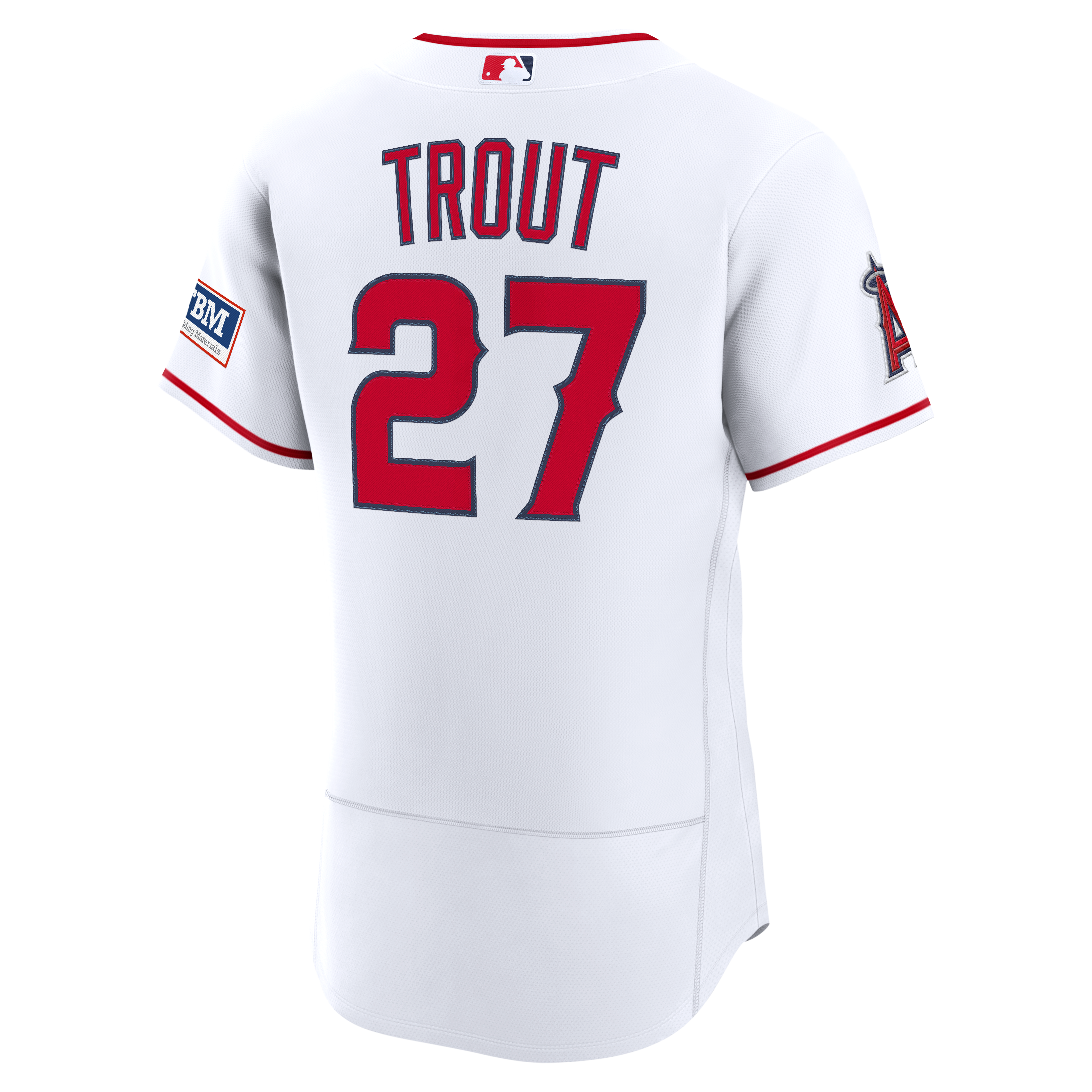 Men's Los Angeles Angels Mike Trout Nike White Home Authentic Sponsor Patch Jersey - 4