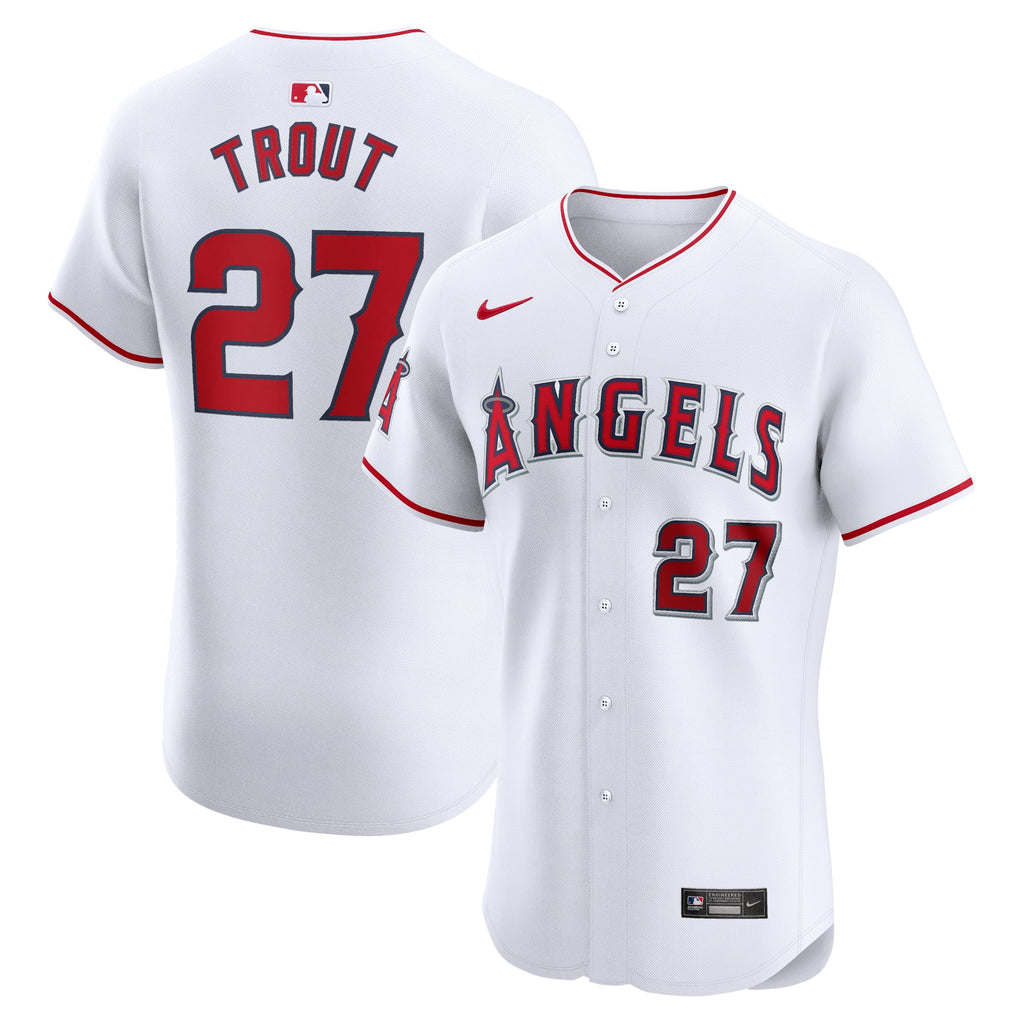 Men's Los Angeles Angels Mike Trout Nike White Home Elite Player Jersey - 2