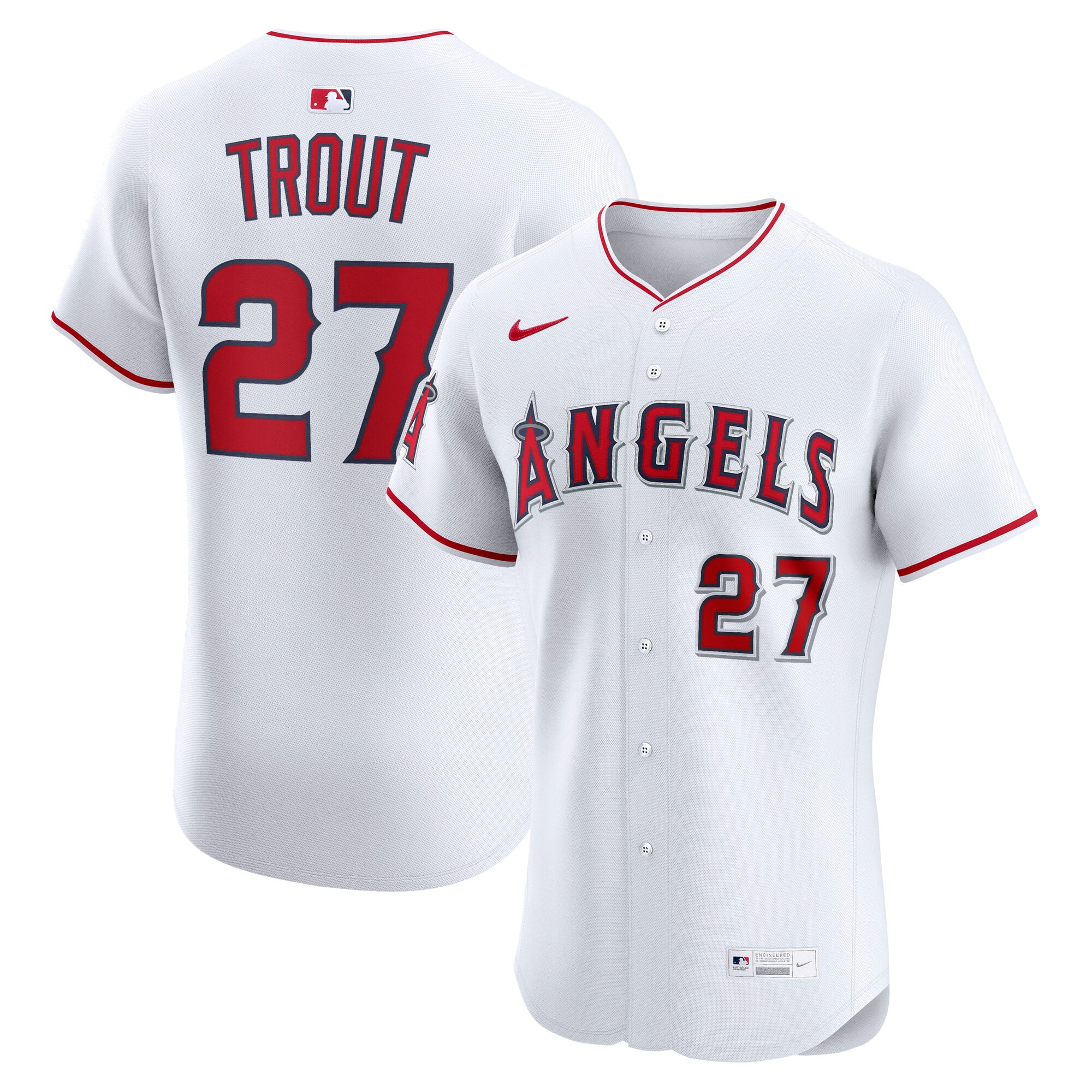 Men's Los Angeles Angels Mike Trout Nike White Home Elite Player Jersey - 2