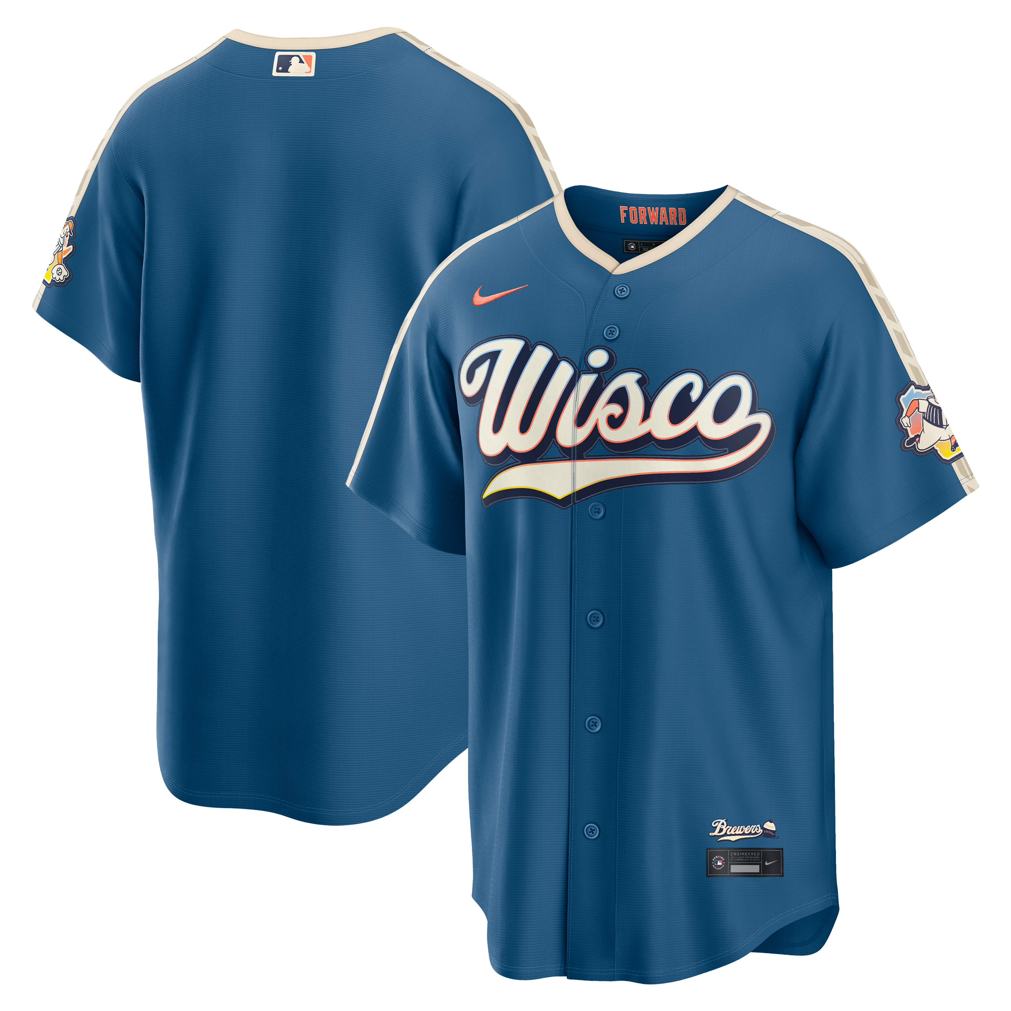Men's Milwaukee Brewers Nike Mineral Blue 2026 City Connect Stadium Jersey - 2