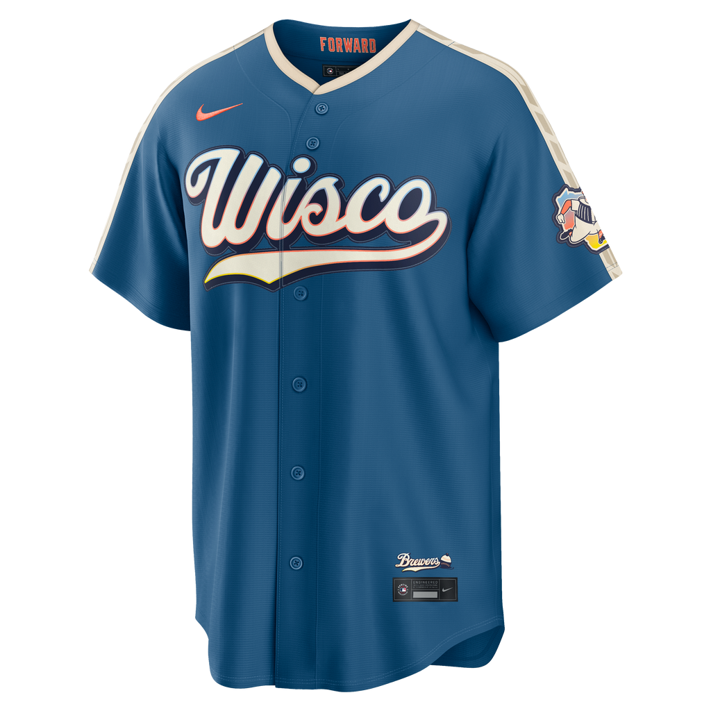 Men's Milwaukee Brewers Nike Mineral Blue 2026 City Connect Stadium Jersey - 3
