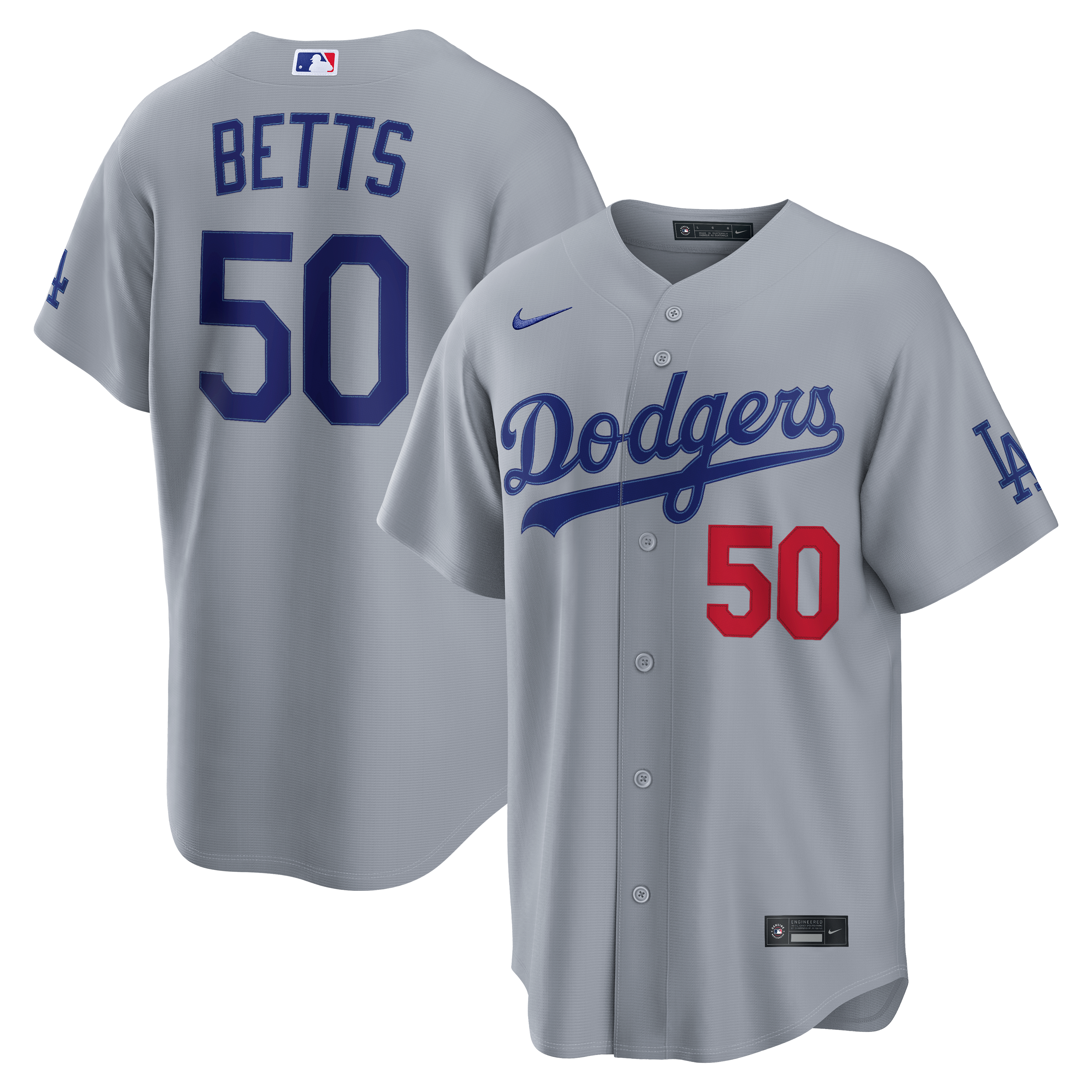 Men's Los Angeles Dodgers Mookie Betts Nike Gray Stadium Jersey - 2