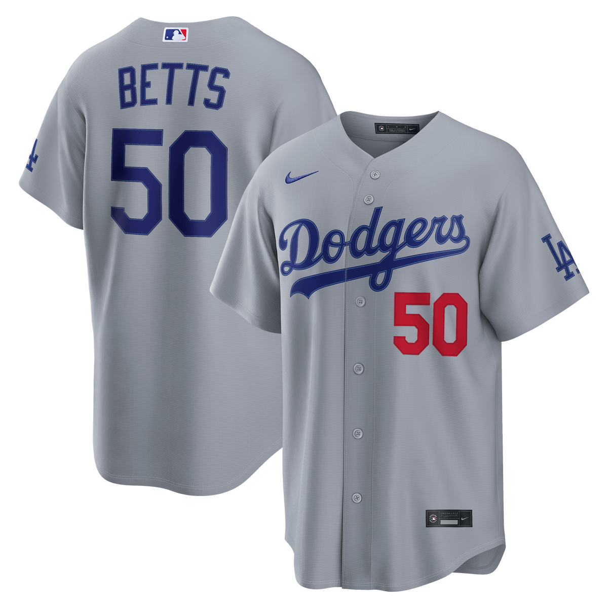 Men's Los Angeles Dodgers Mookie Betts Nike Gray Stadium Jersey