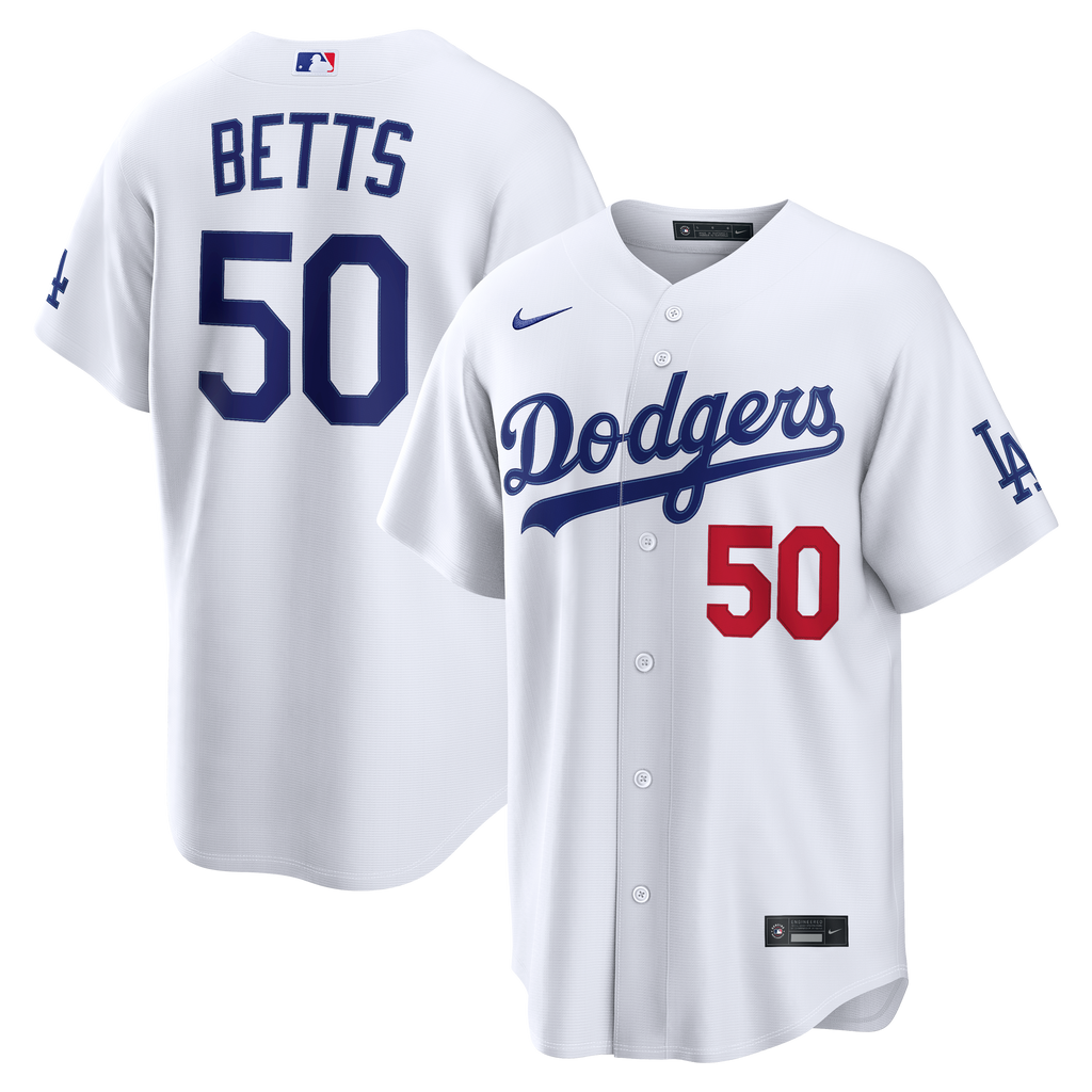 Men's Los Angeles Dodgers Mookie Betts Nike White Home Stadium Jersey - 2