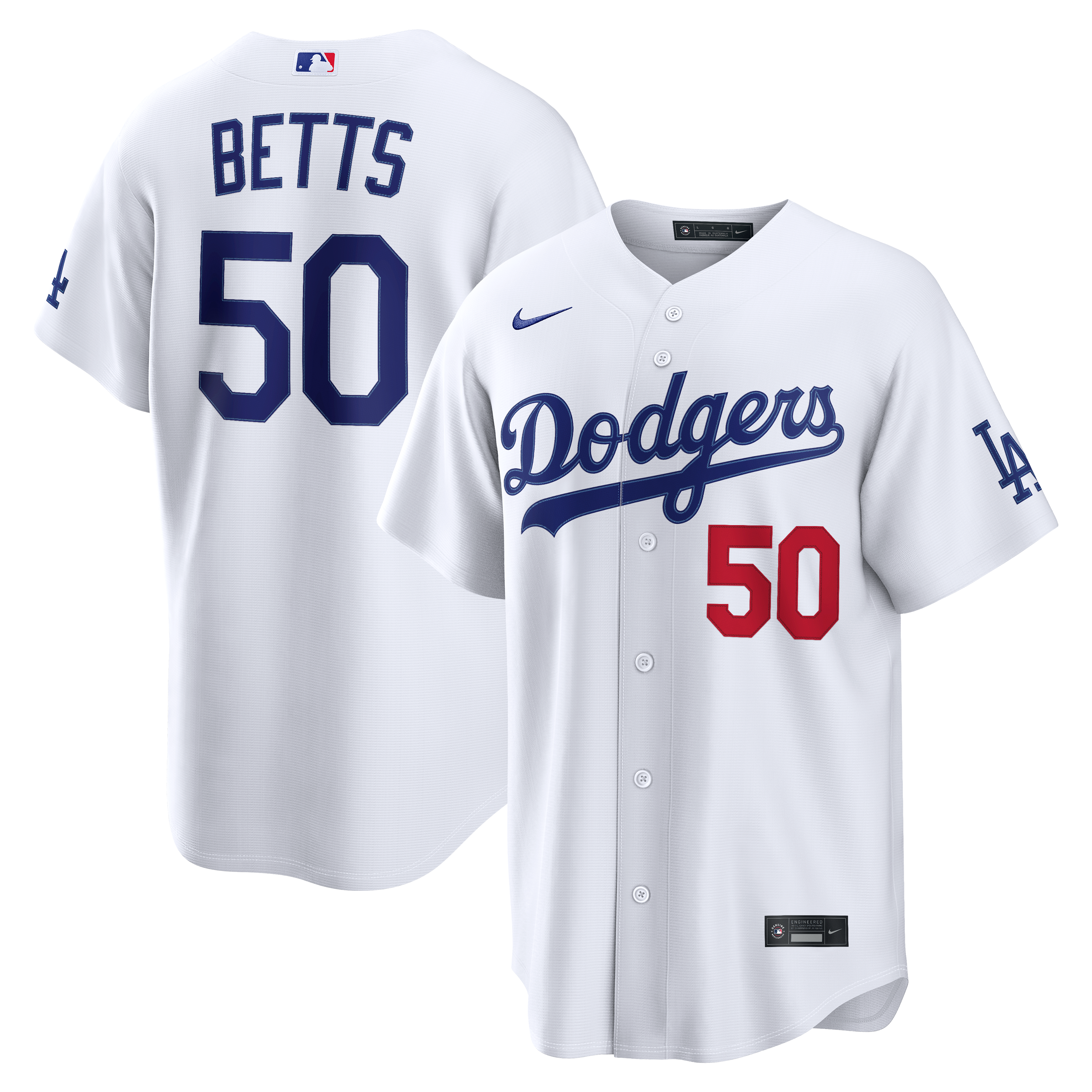 Men's Los Angeles Dodgers Mookie Betts Nike White Home Stadium Jersey - 2
