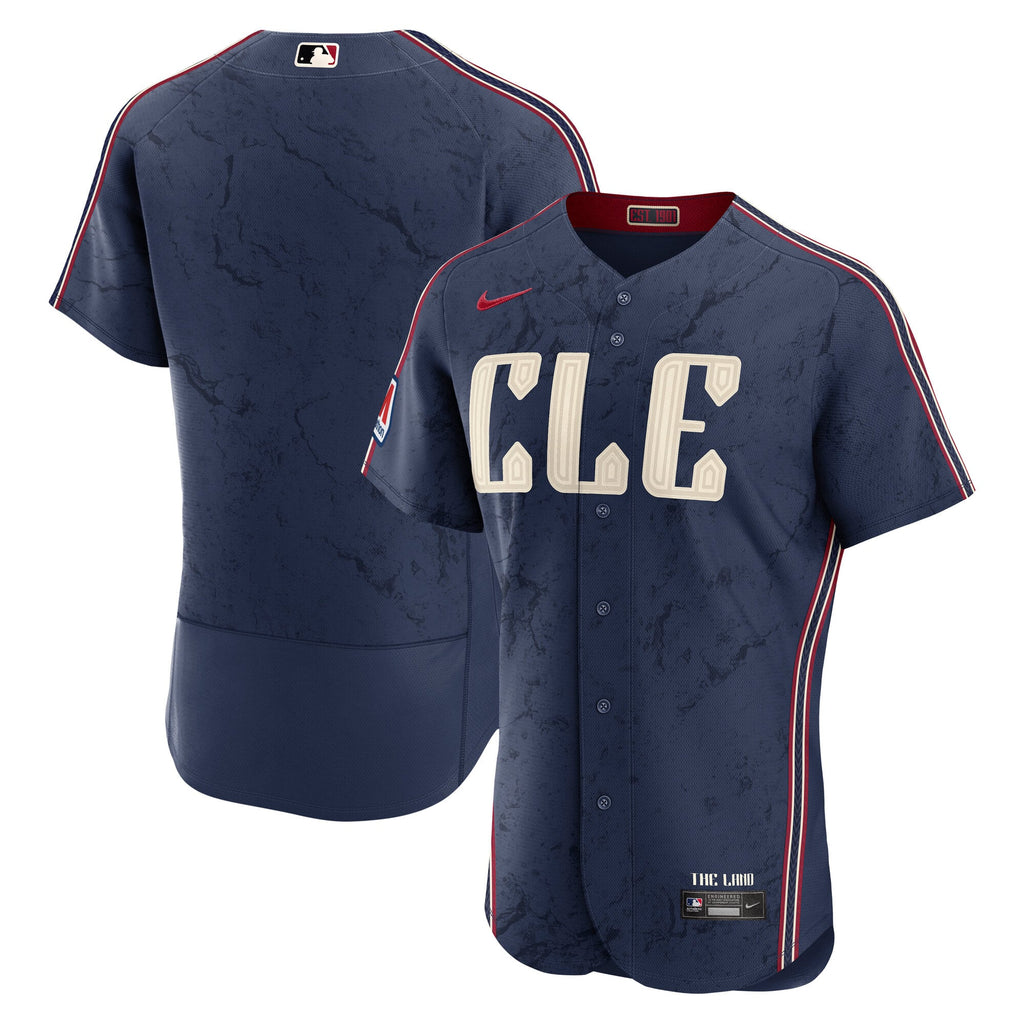 Men's Cleveland Guardians Nike Navy City Connect Authentic Sponsor Patch Jersey