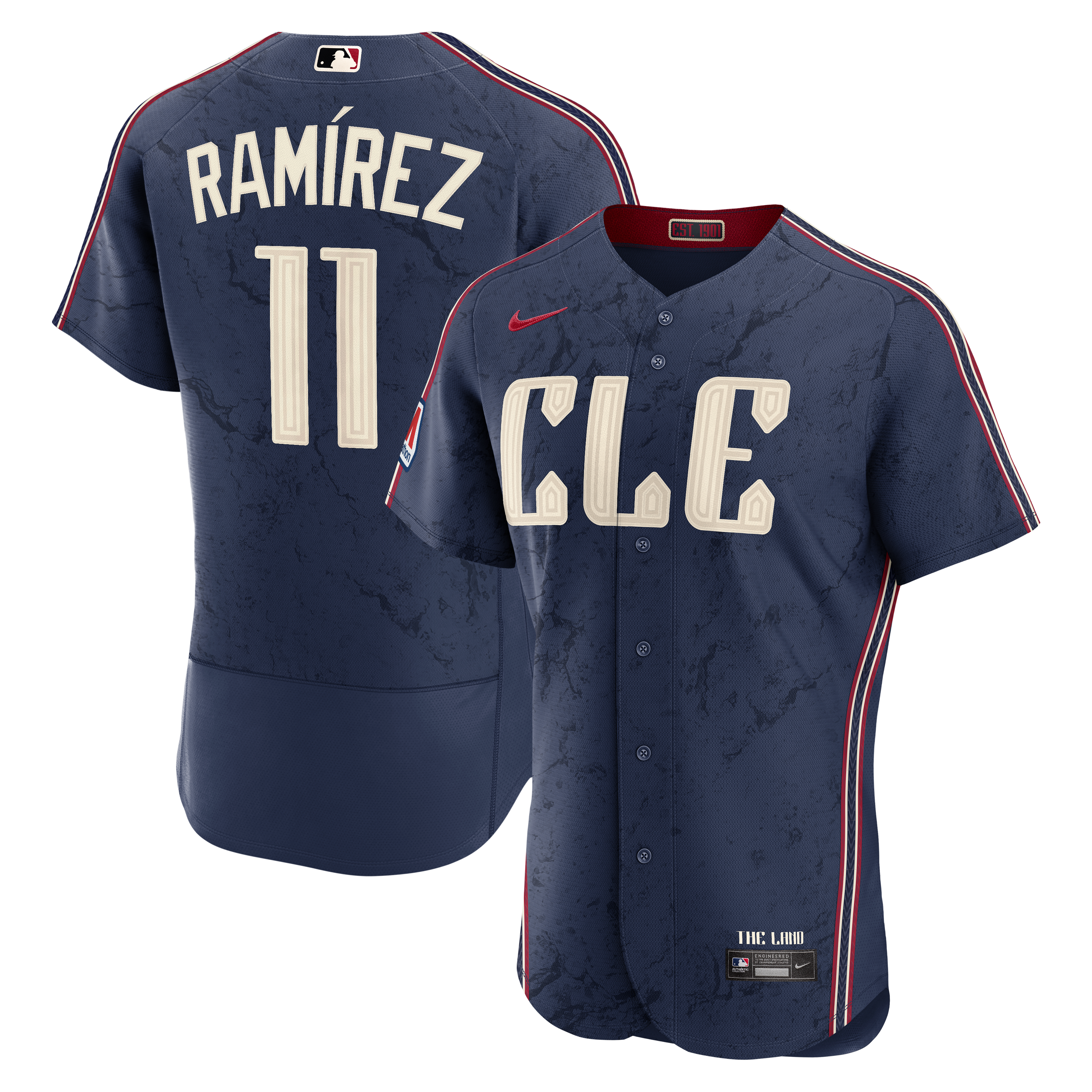 Men's Cleveland Guardians José Ramírez Nike Navy City Connect Authentic Sponsor Patch Jersey