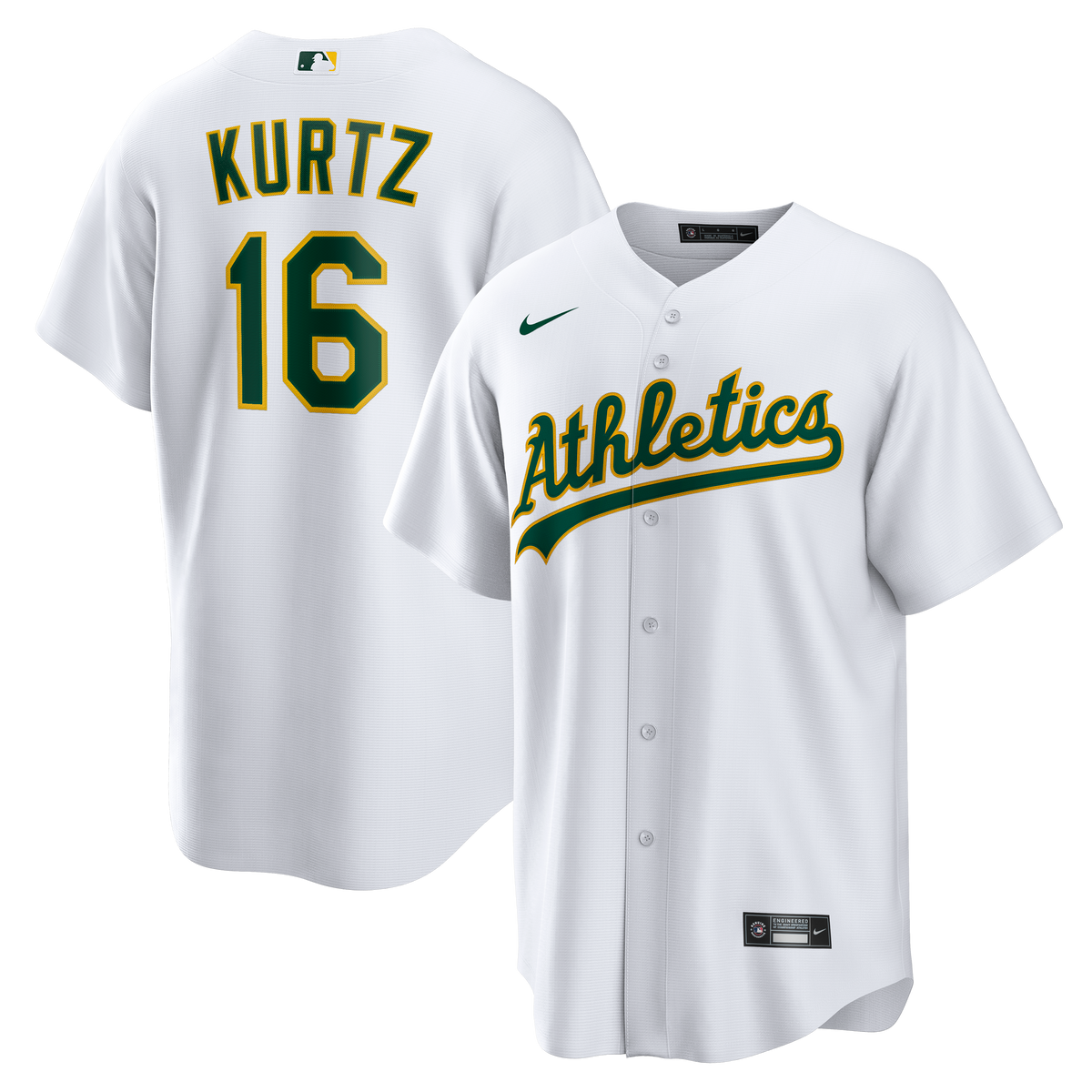 Men's Athletics Nick Kurtz Nike White Home Replica Player Jersey - 2