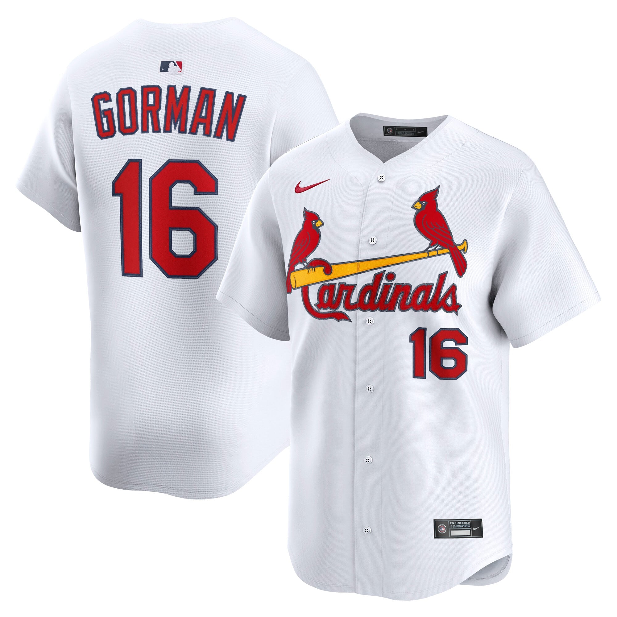 Men's St. Louis Cardinals Nolan Gorman Nike White Home Limited Player Jersey - 2