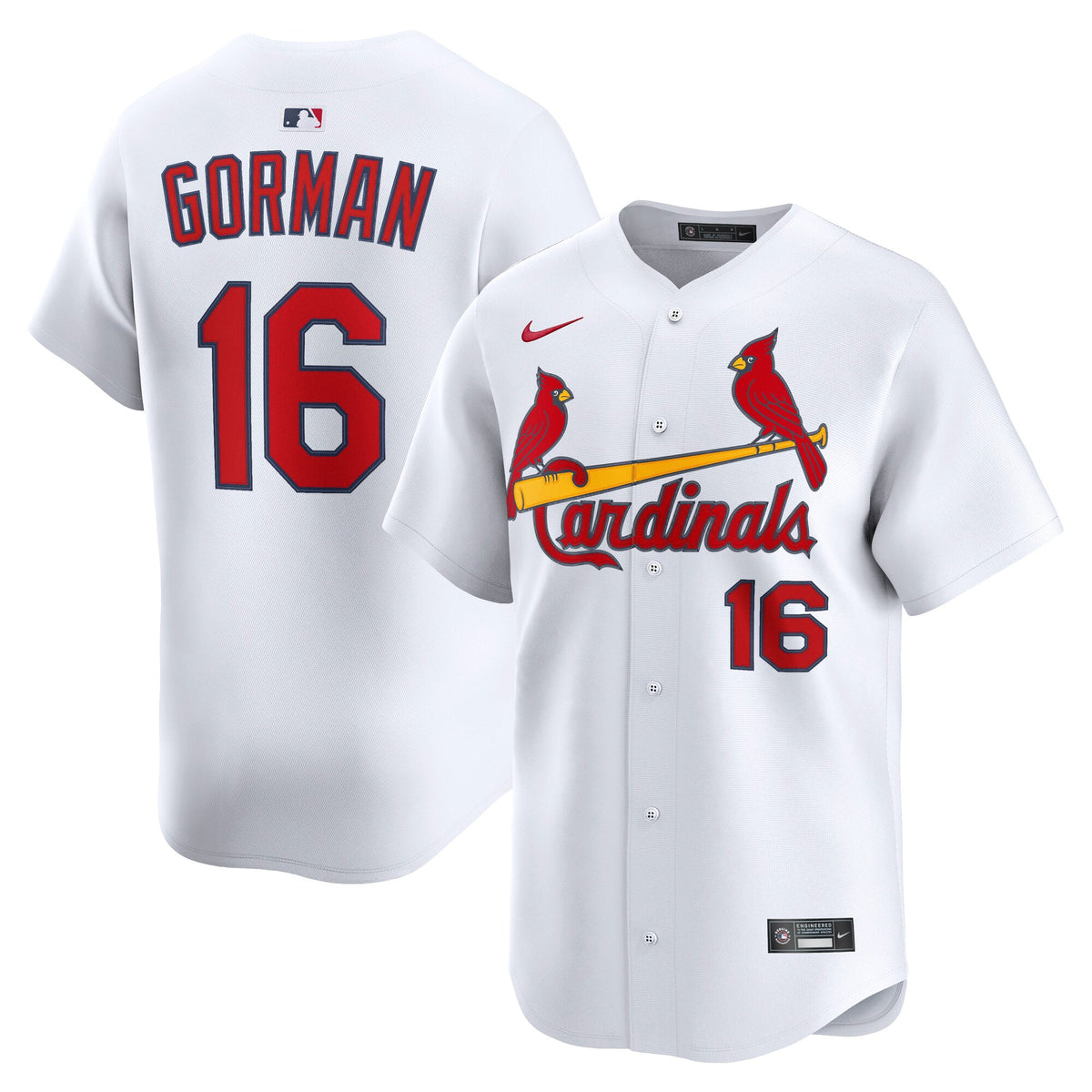 Men's St. Louis Cardinals Nolan Gorman Nike White Home Limited Player Jersey