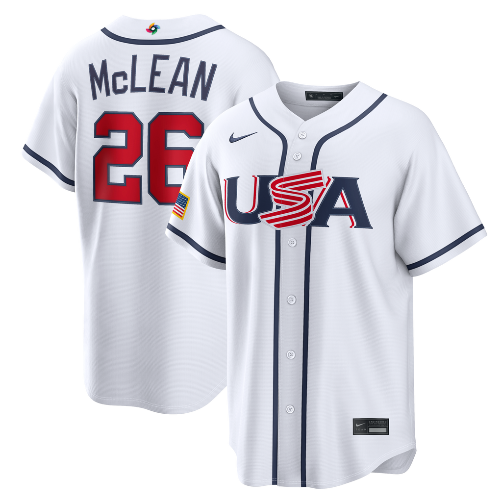 Men's USA Baseball Nolan McLean Nike White 2026 World Baseball Classic Home Stadium Jersey - 2