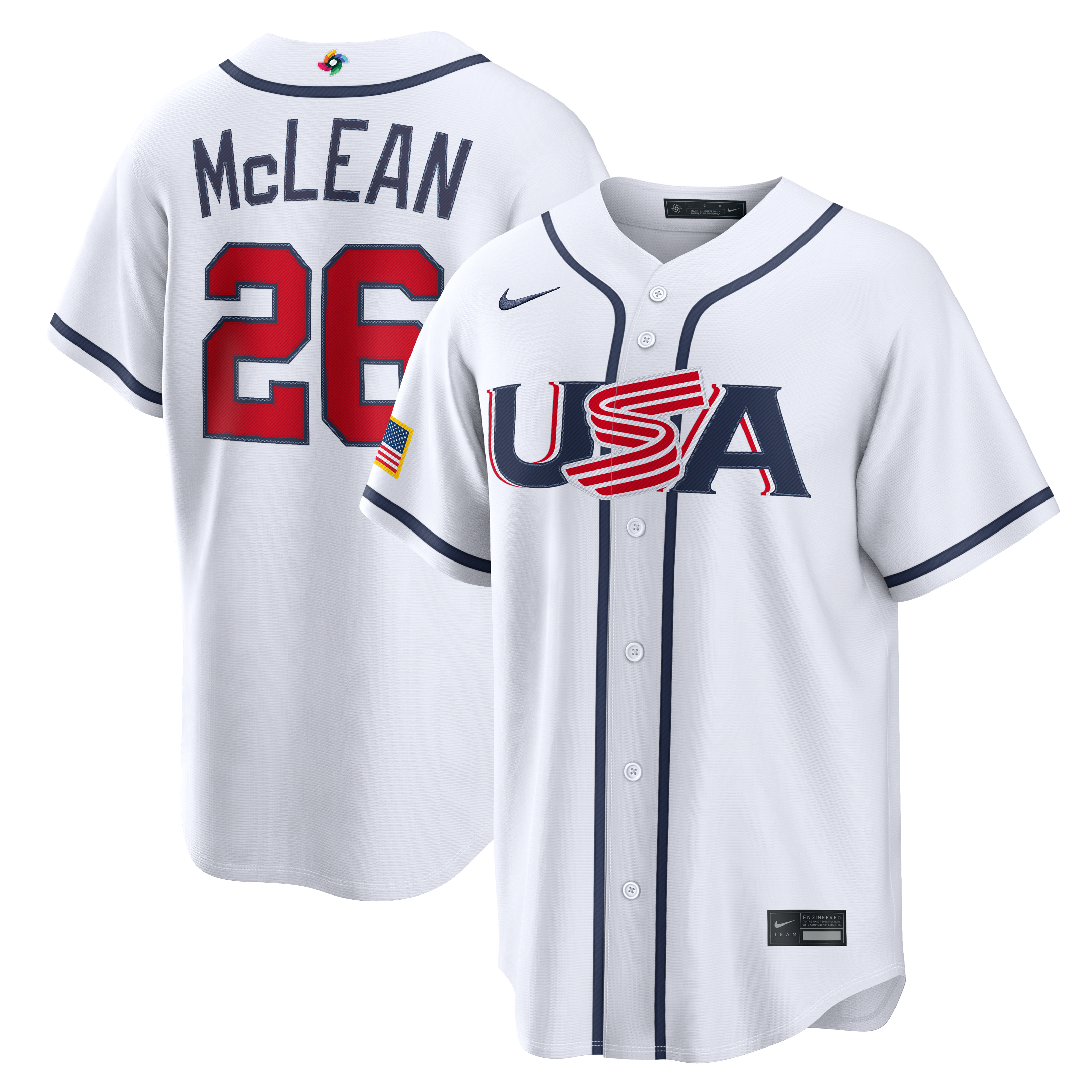 Men's USA Baseball Nolan McLean Nike White 2026 World Baseball Classic Home Stadium Jersey - 2