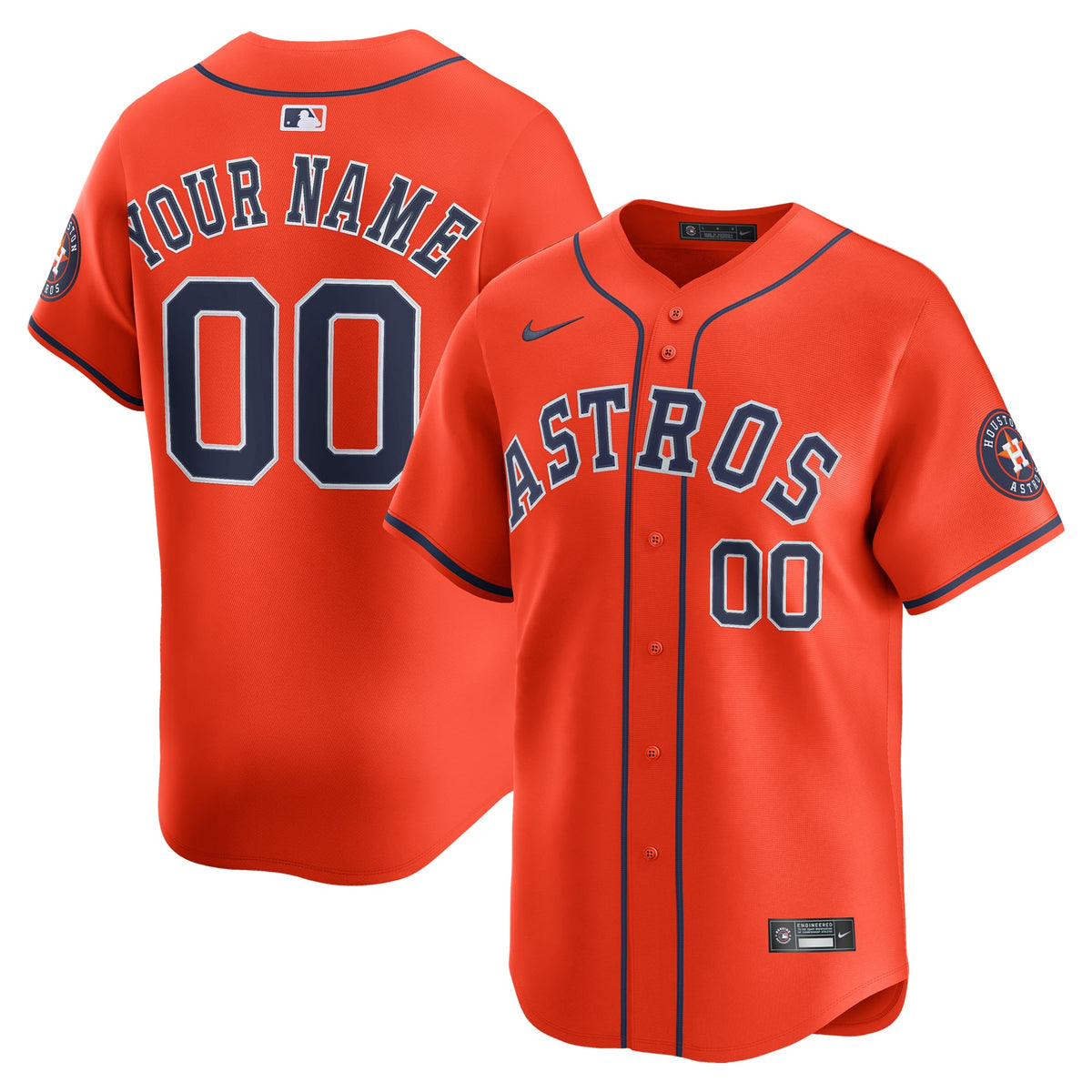 Men's Houston Astros Nike Orange Alternate Limited Custom Jersey - 2