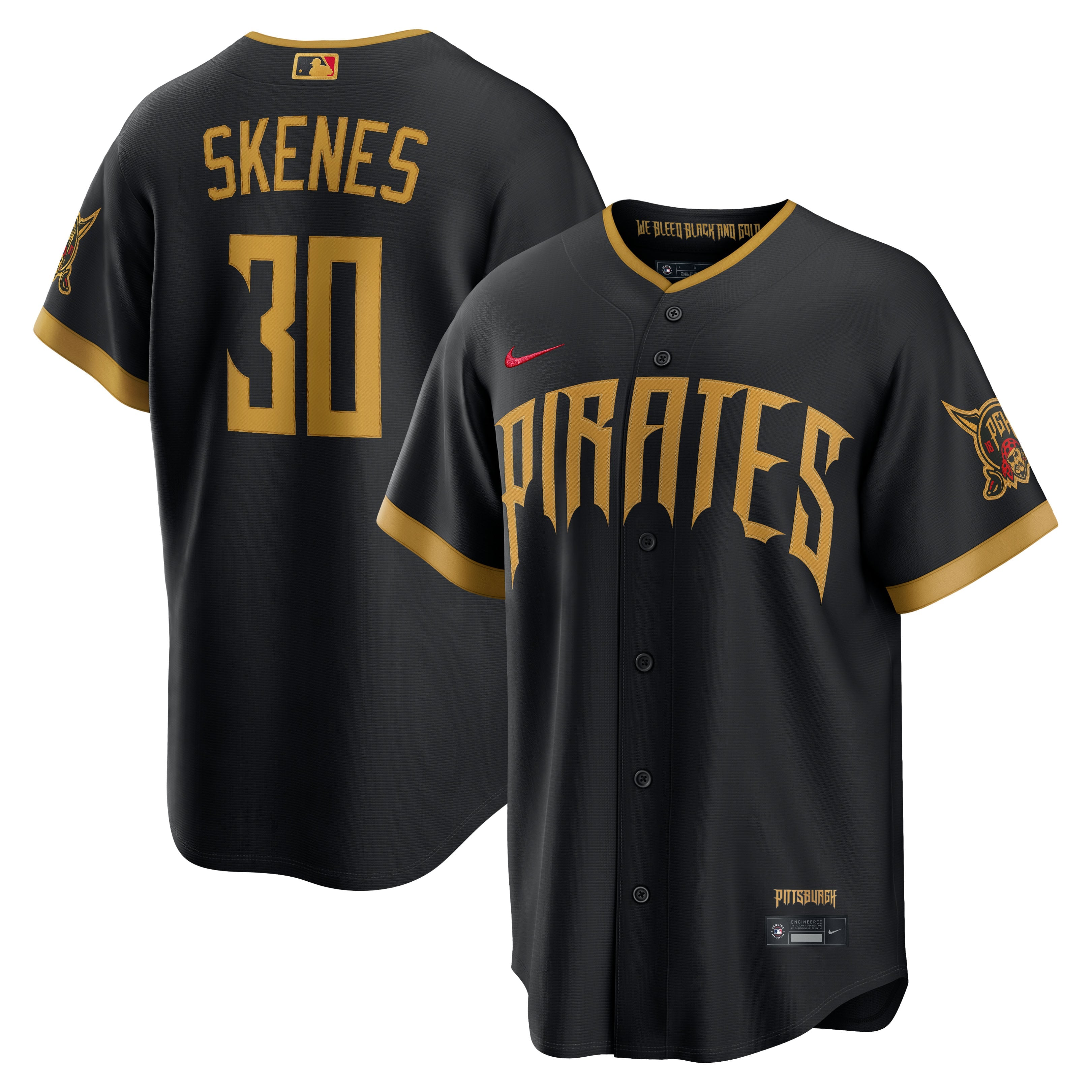 Men's Pittsburgh Pirates Paul Skenes Nike Black 2026 City Connect Stadium Jersey - 2