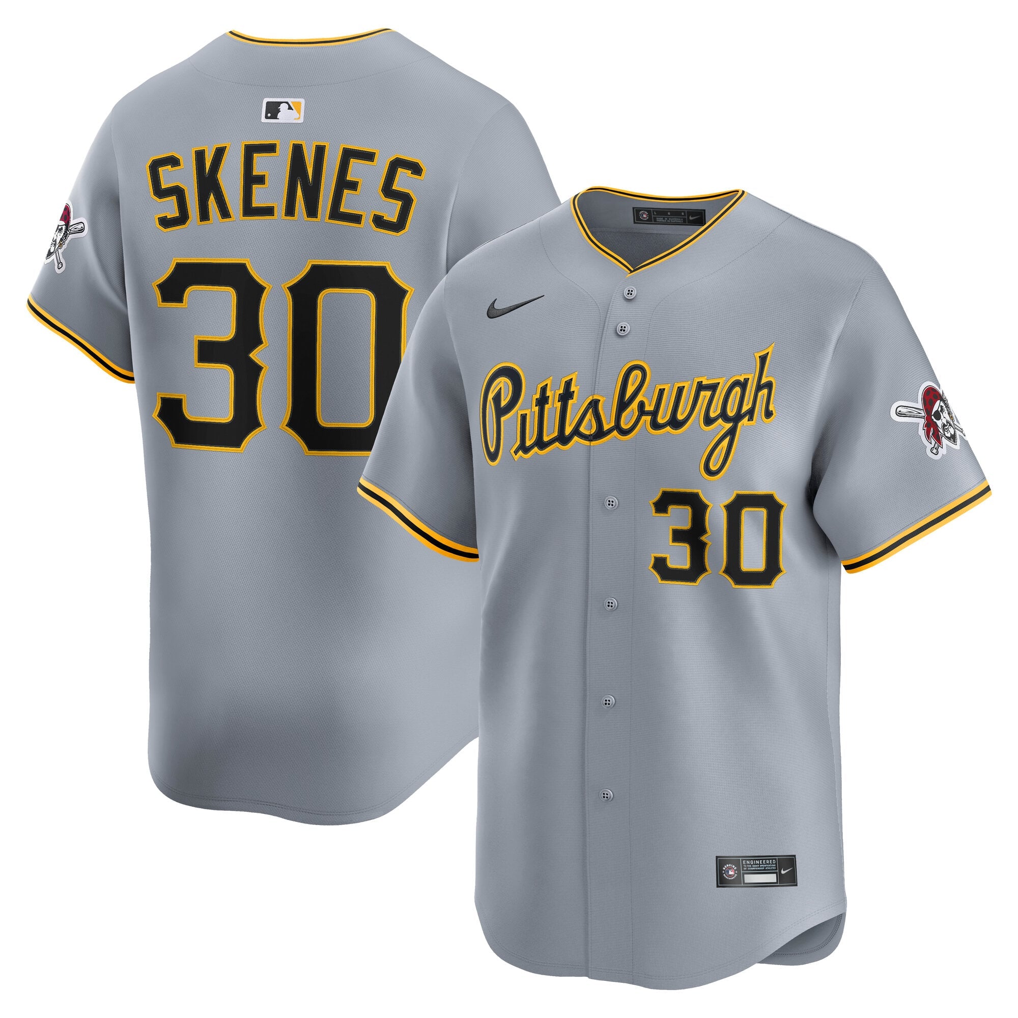 Men's Pittsburgh Pirates Paul Skenes Nike Gray Road Limited Player Jersey - 2
