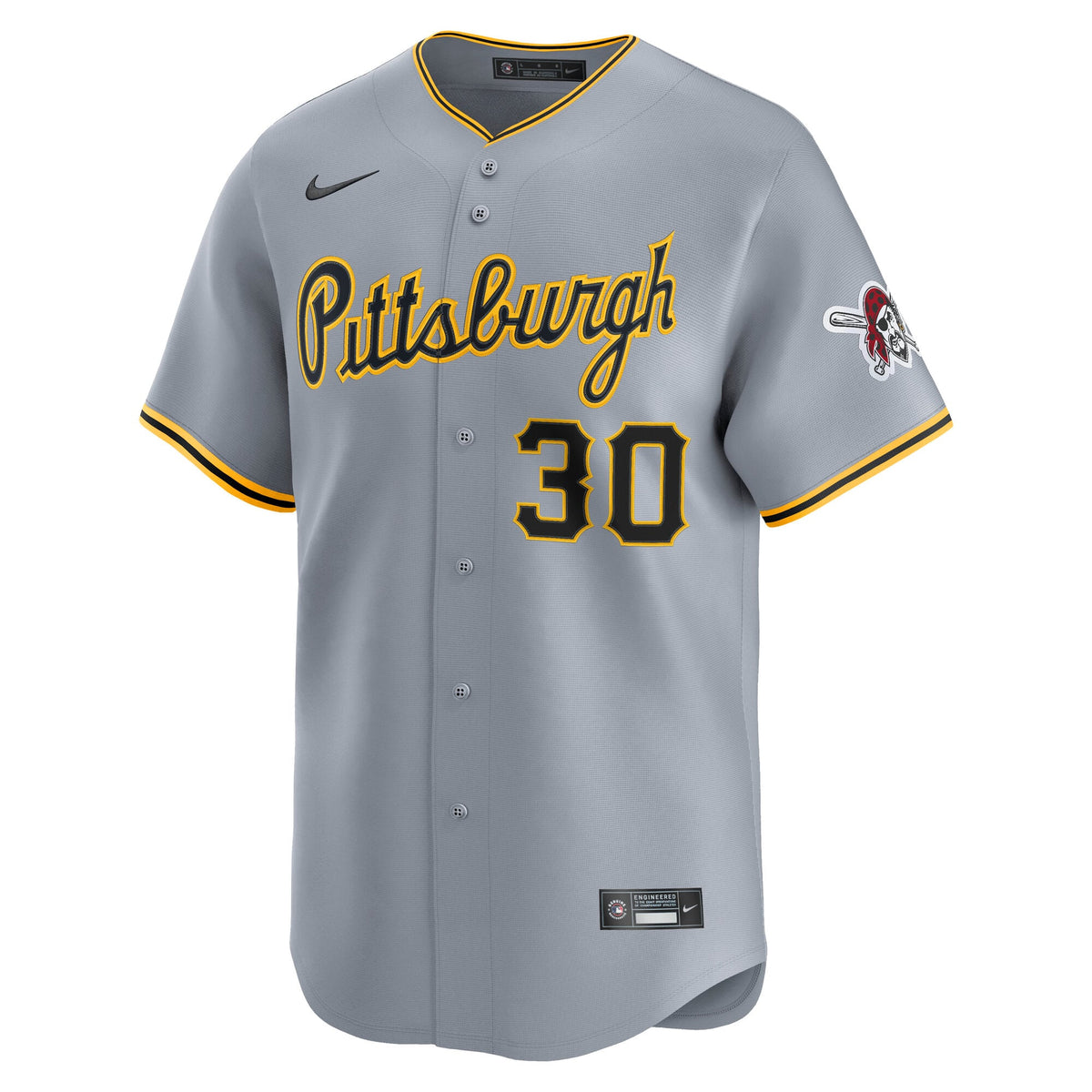 Men's Pittsburgh Pirates Paul Skenes Nike Gray Road Limited Player Jersey - 3