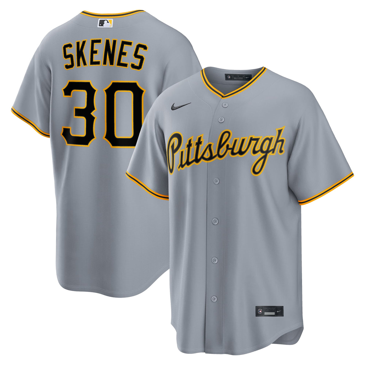 Men's Pittsburgh Pirates Paul Skenes Nike Gray Road Replica Jersey - 2