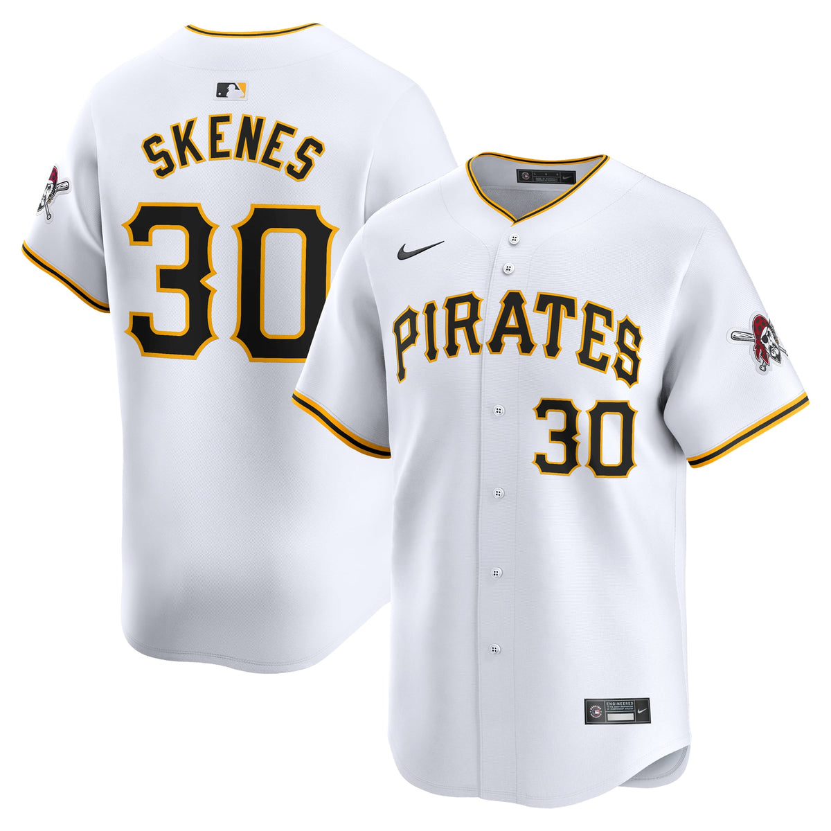 Men's Pittsburgh Pirates Paul Skenes Nike White Home Limited Player Jersey - 2