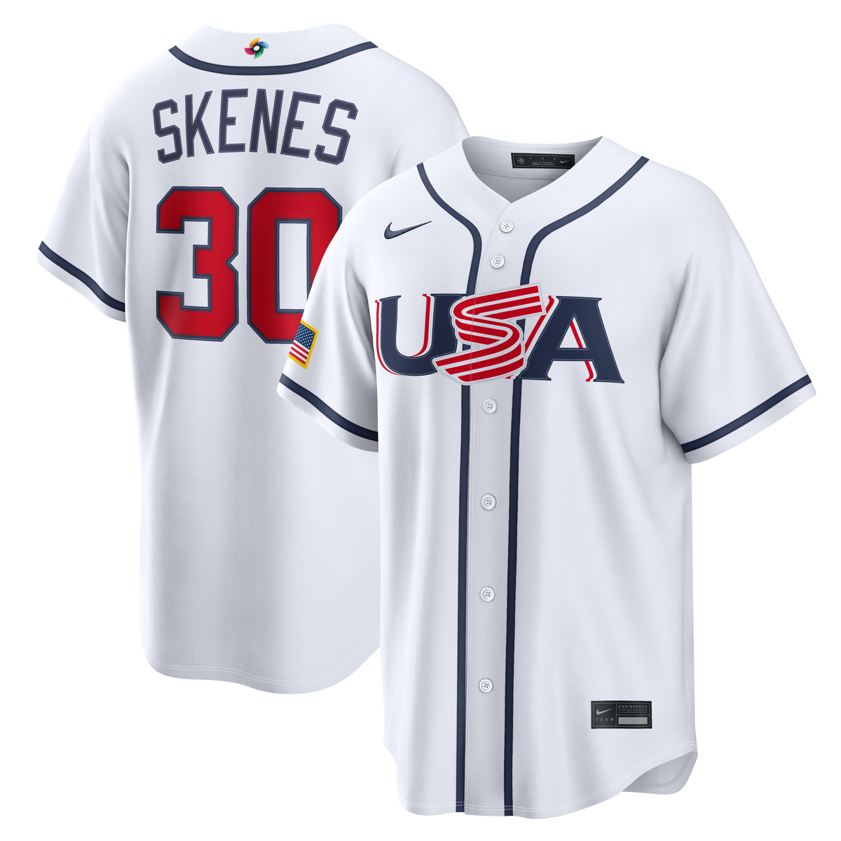 Men's USA Baseball Paul Skenes Nike White 2026 World Baseball Classic Home Stadium Jersey - 2